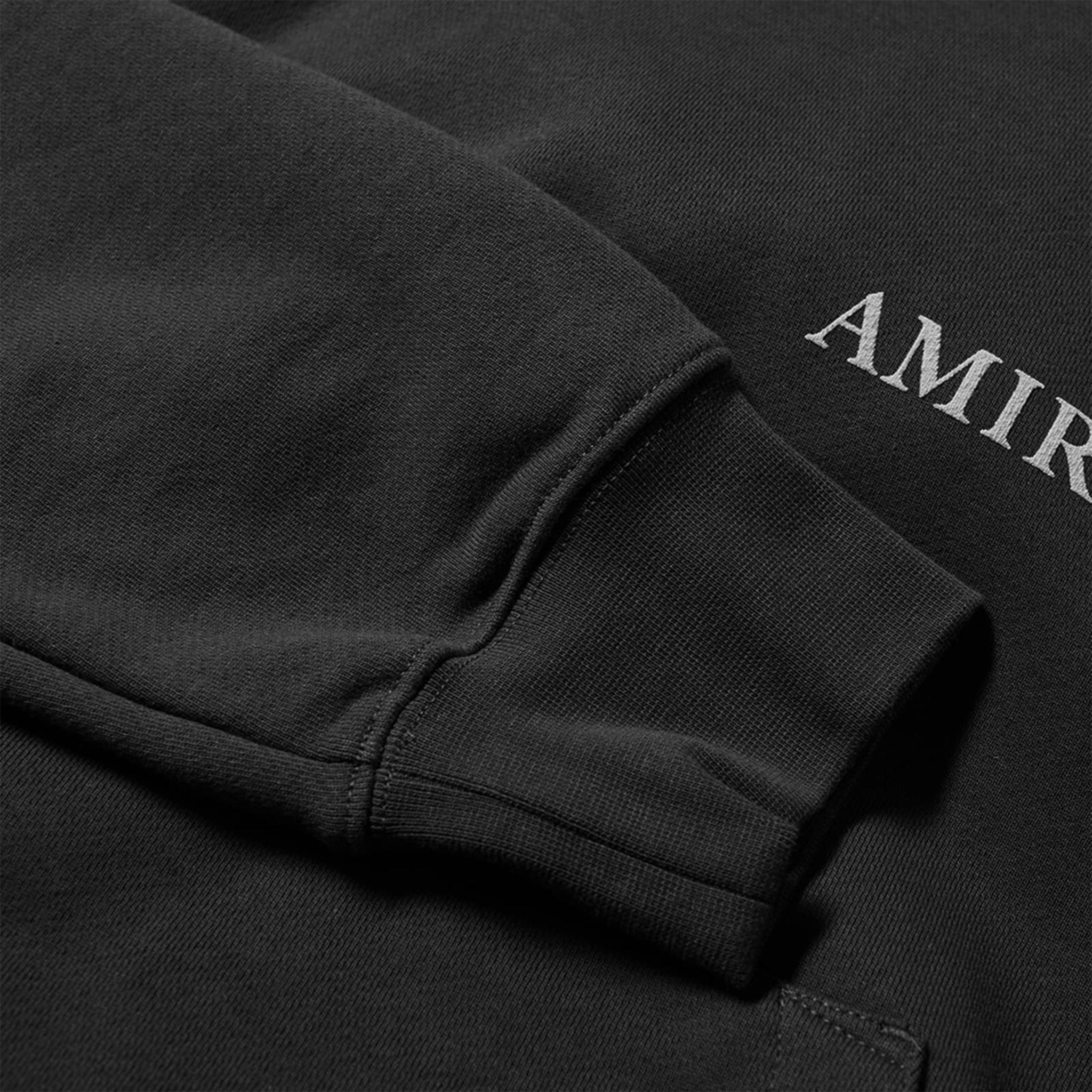 Chest view of amiri puff logo hoodie black aw22mjl011-001