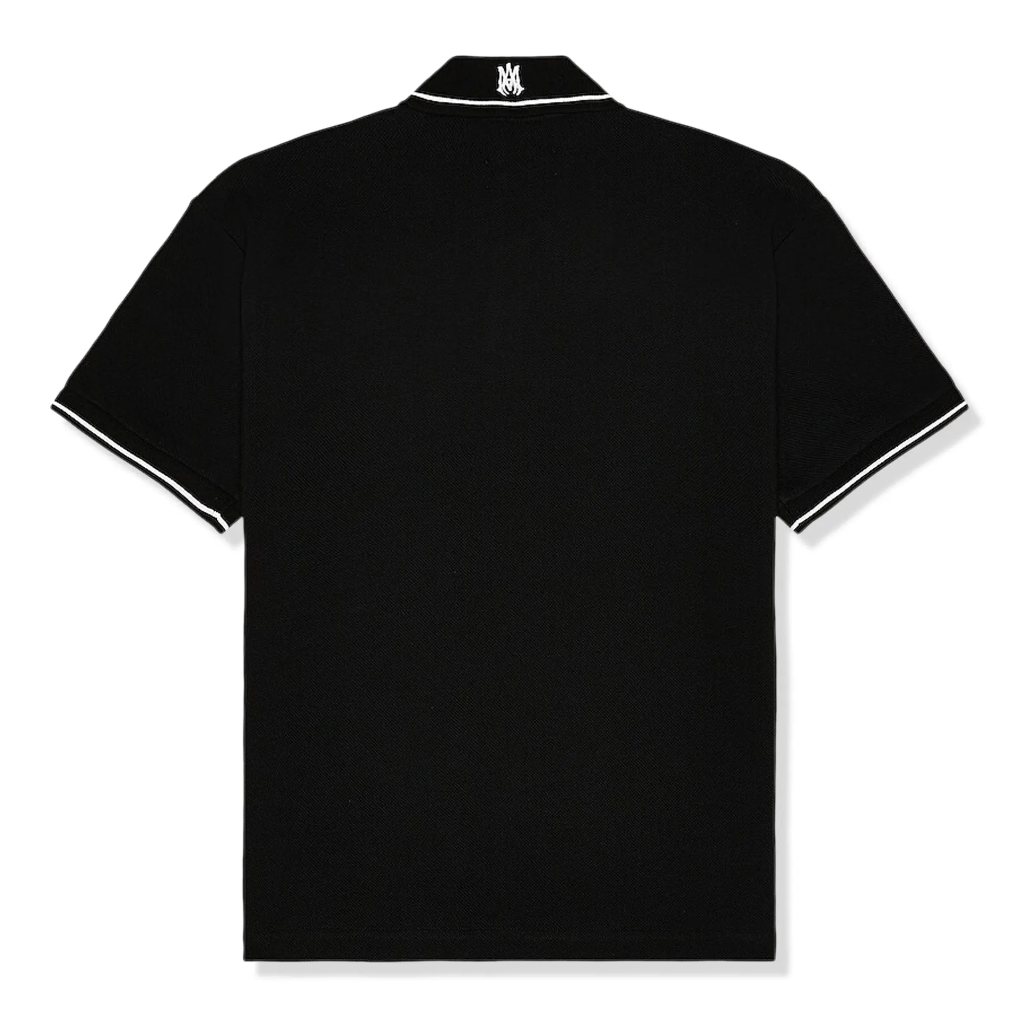 Back view of Amiri Solid Short Sleeve Black Polo Shirt PF22MSS015-001