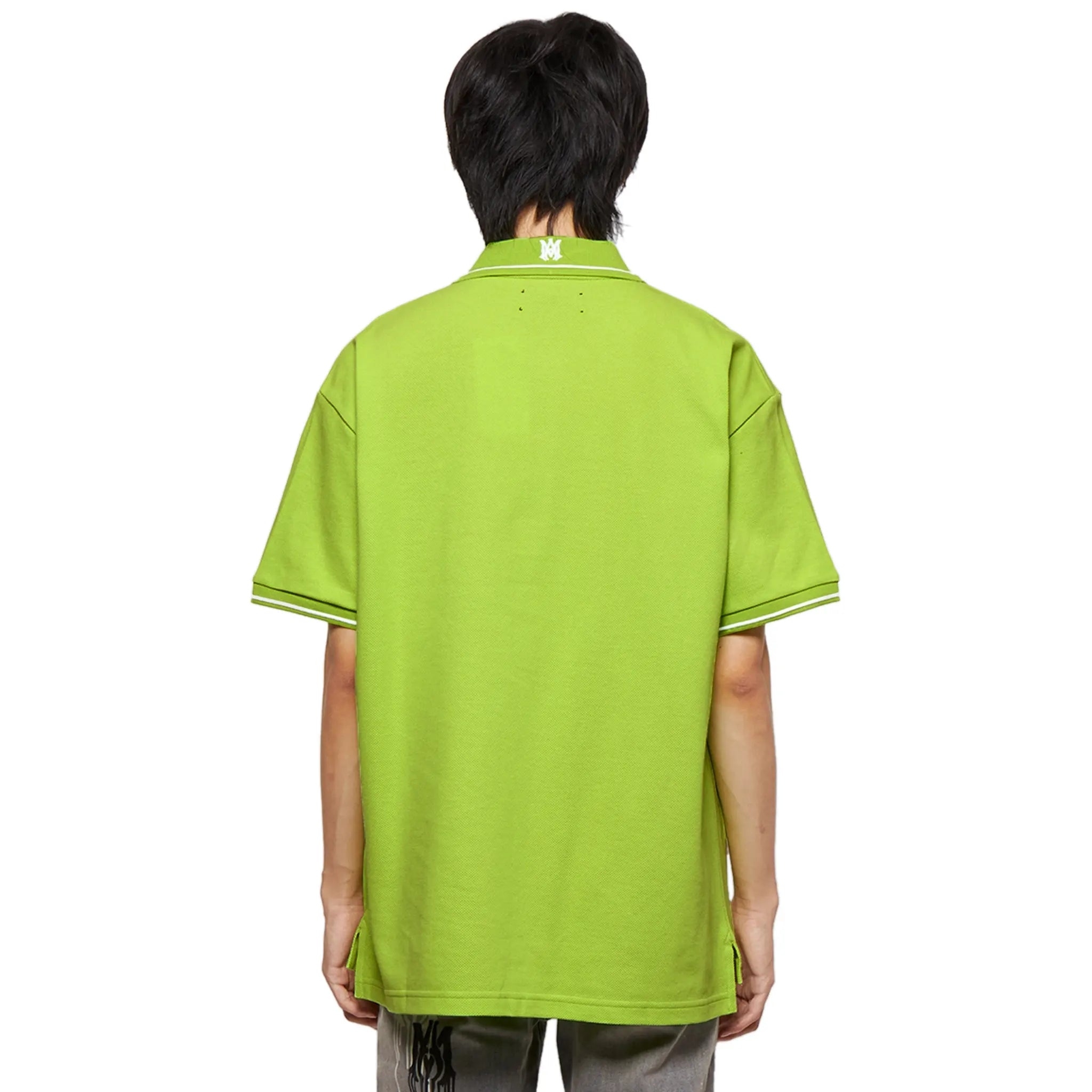 Back view of Amiri Solid Short Sleeve Green Polo Shirt PF22MSS015-360