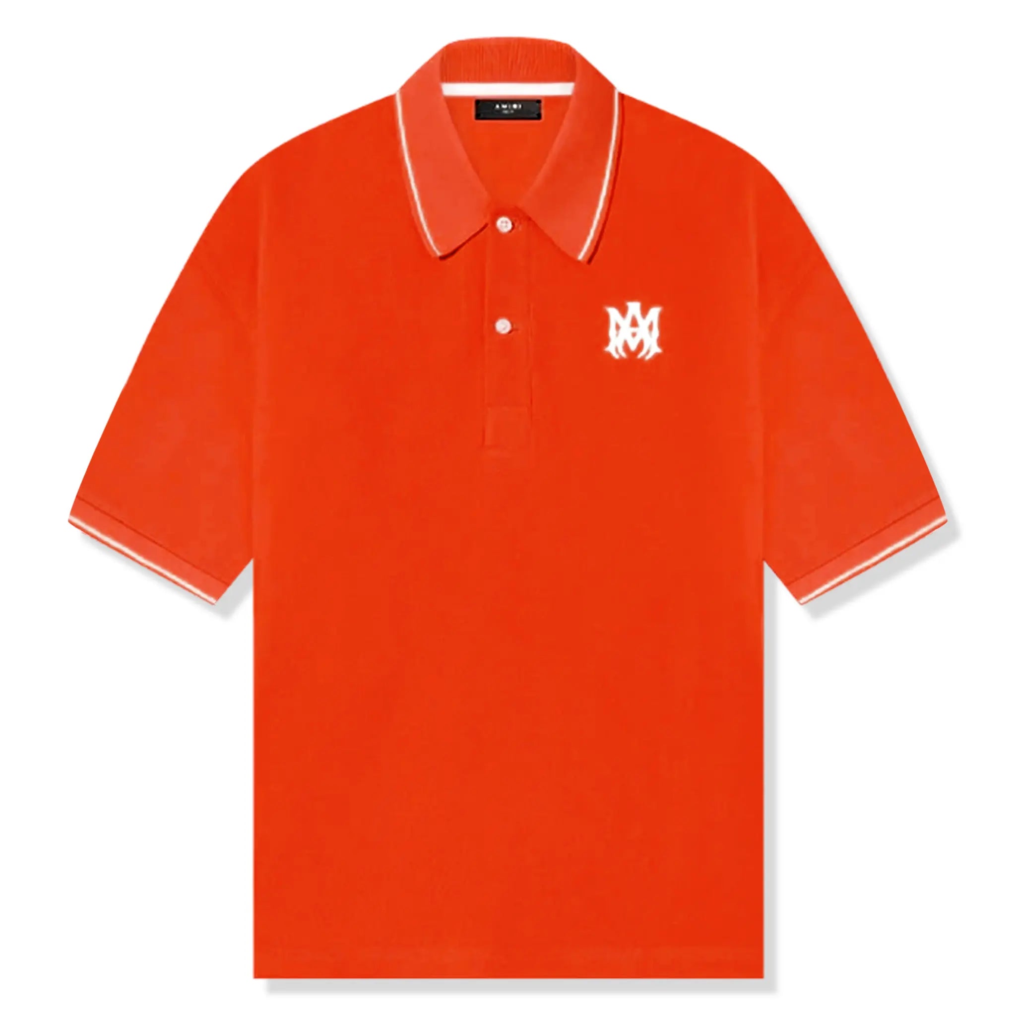Front view of Amiri Solid Short Sleeve Orange Polo Shirt PF22MSS015-665