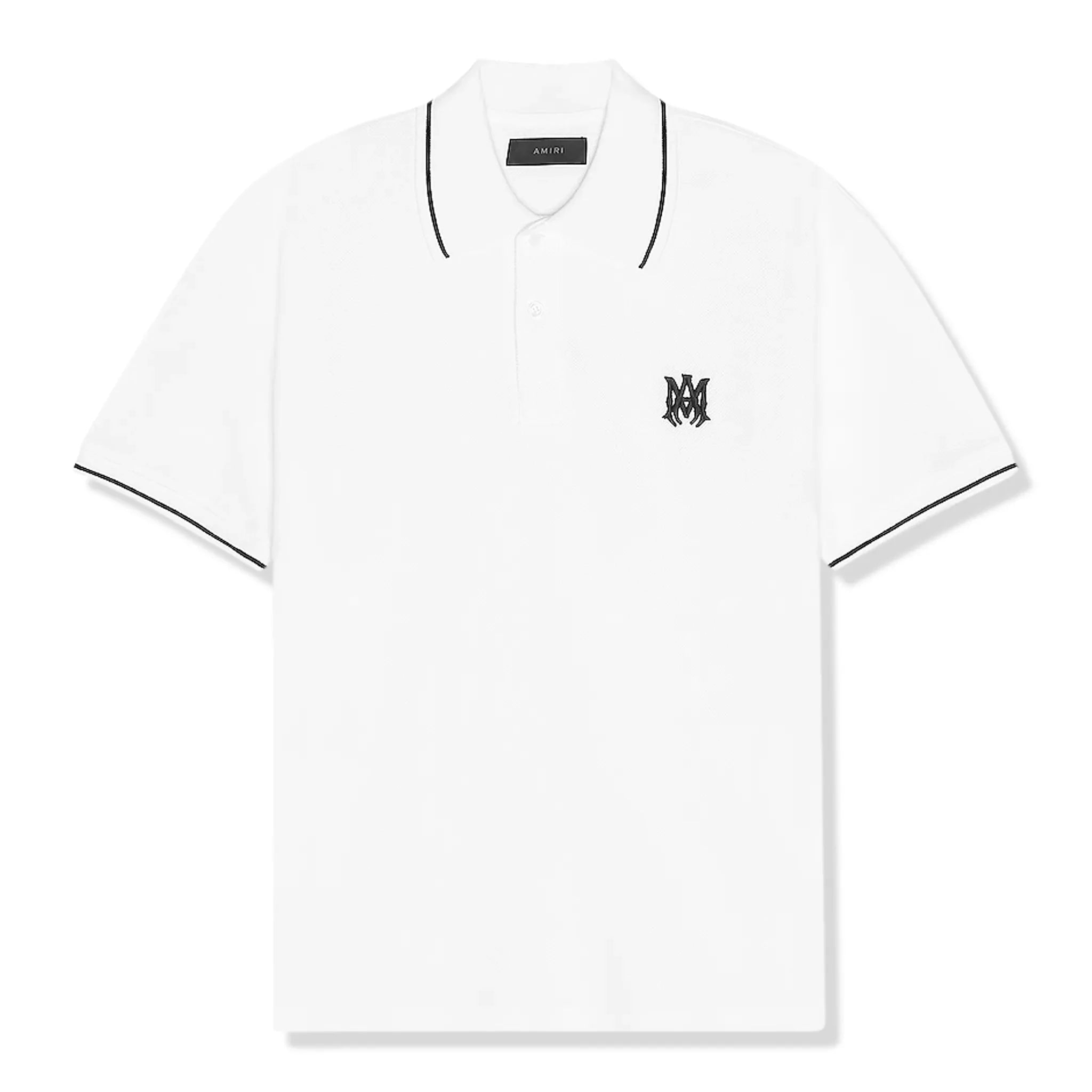Front view of Amiri Solid Short Sleeve White Polo Shirt PF22MSS015-100