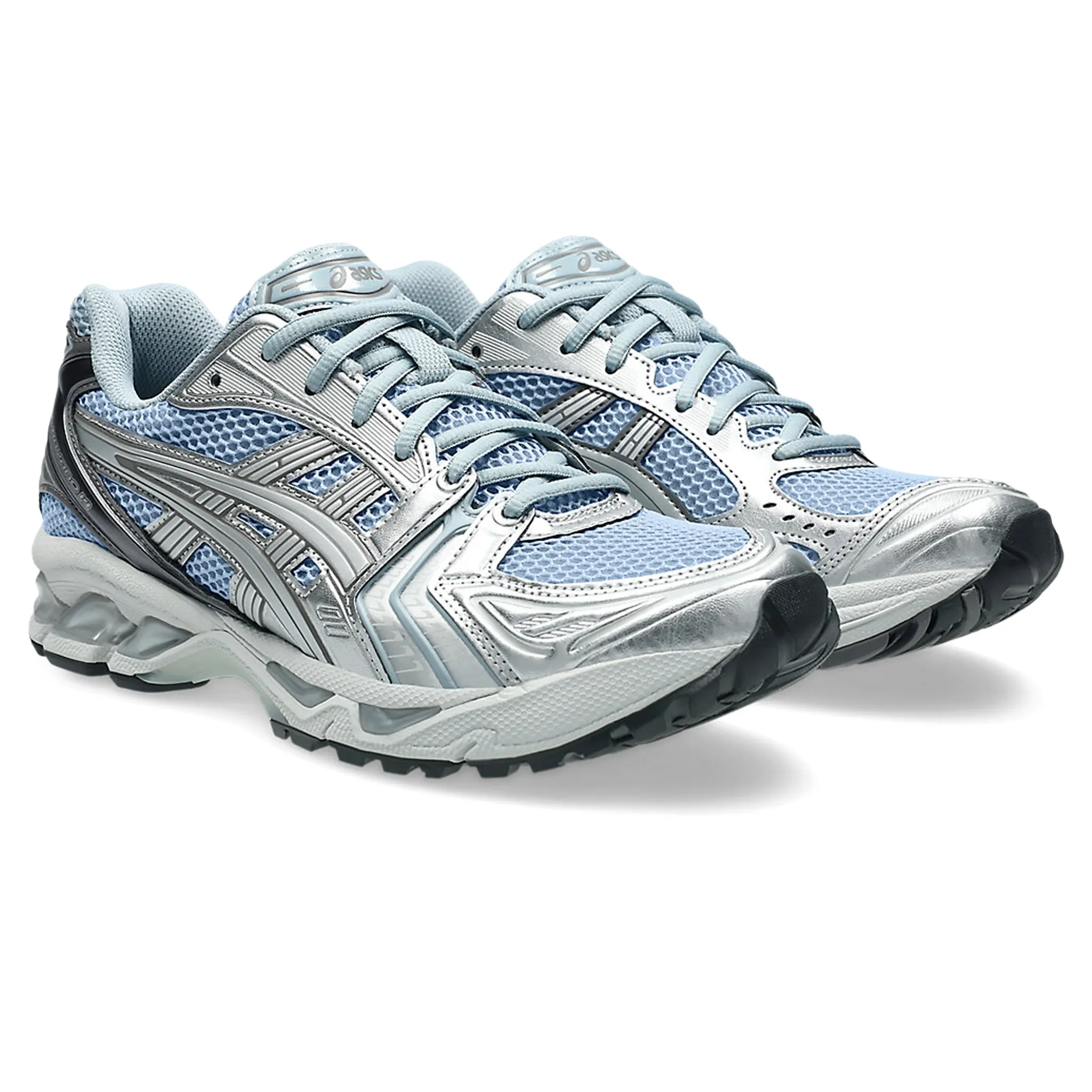 Front Side View of ASICS Gel-Kayano 14 Dolphin Grey Pure Silver 1203A537-401