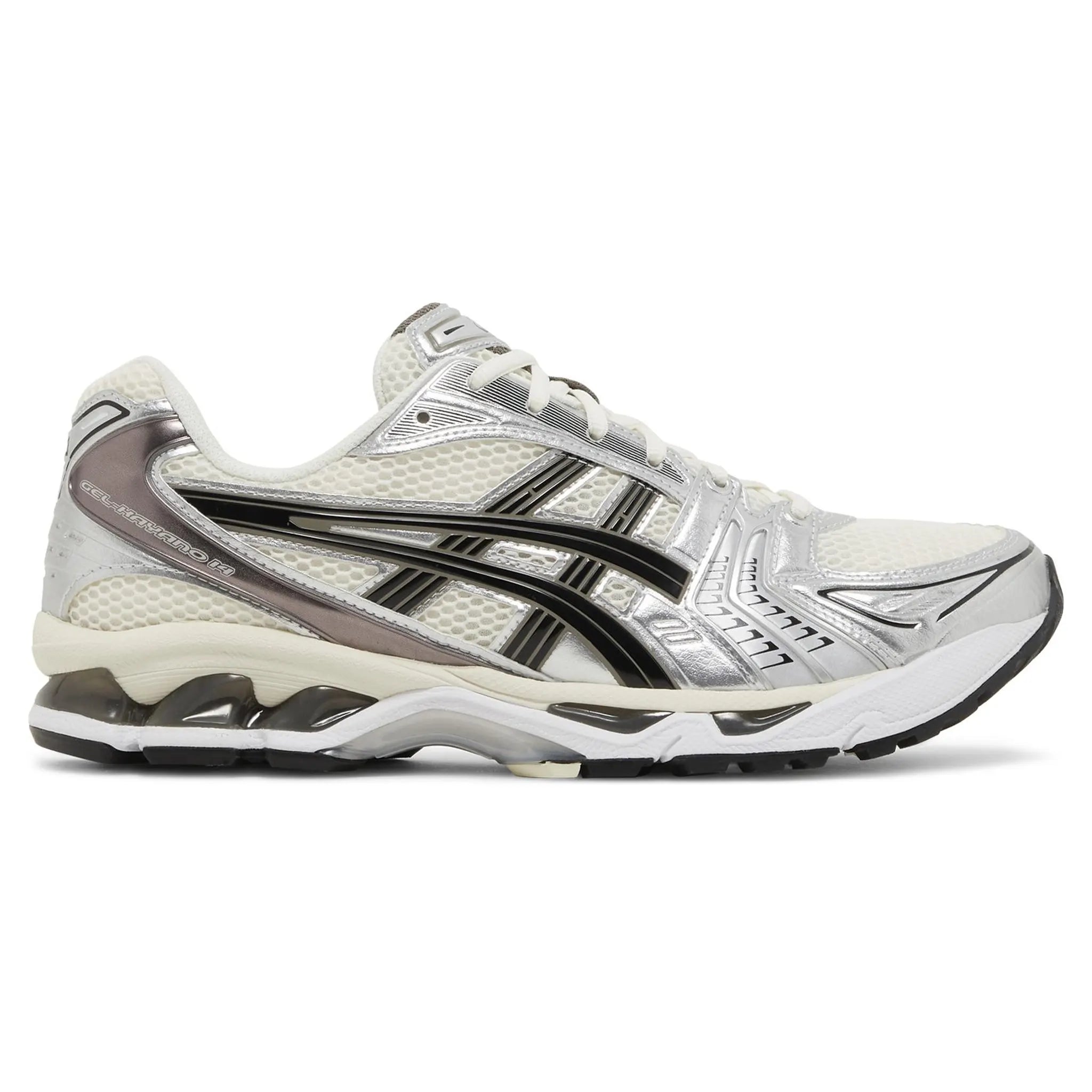 Side view of ASICS Gel-Kayano 14 Silver Cream 1201A019-108