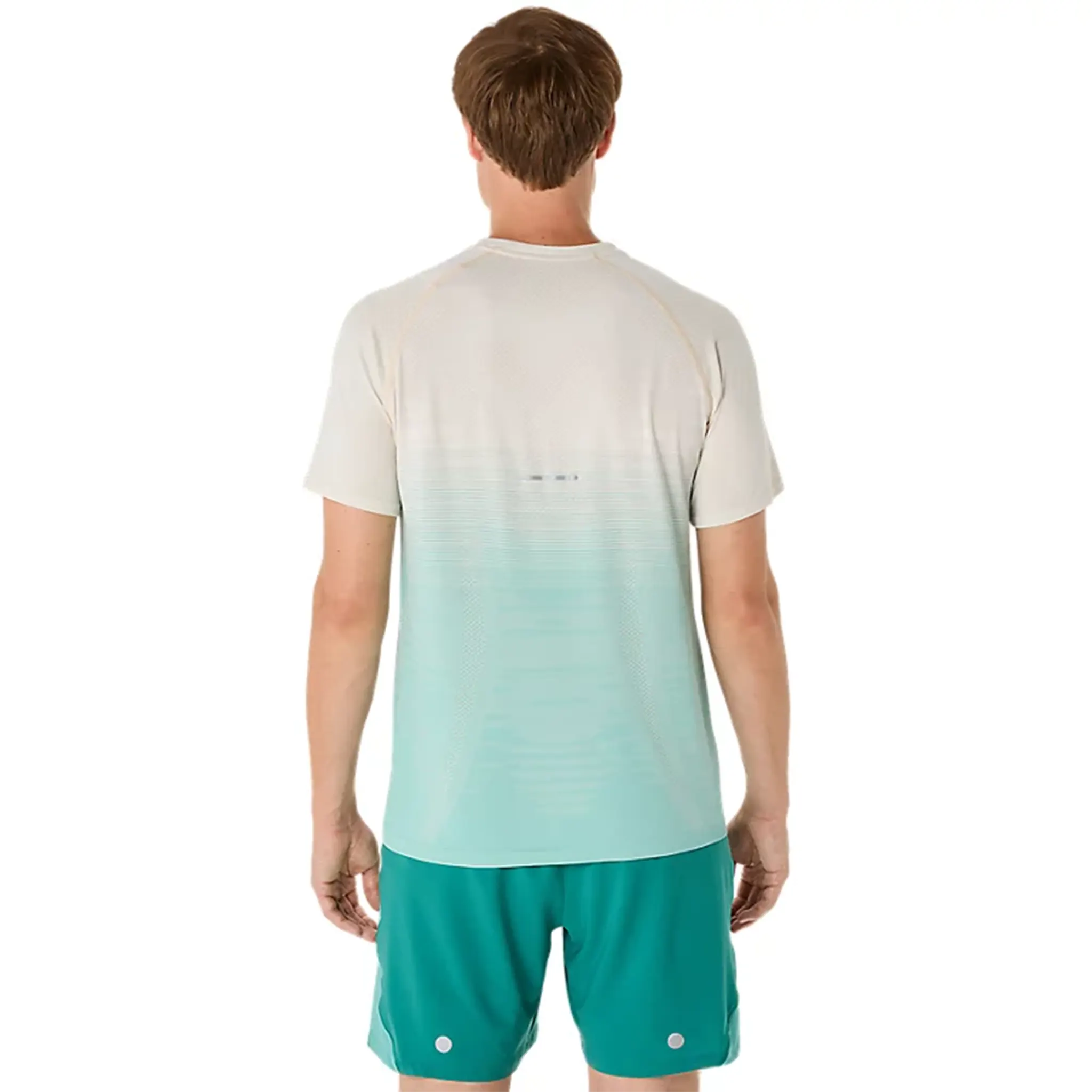 Back View of ASICS Seamless Birch Oasis Green T Shirt 2011C398-201