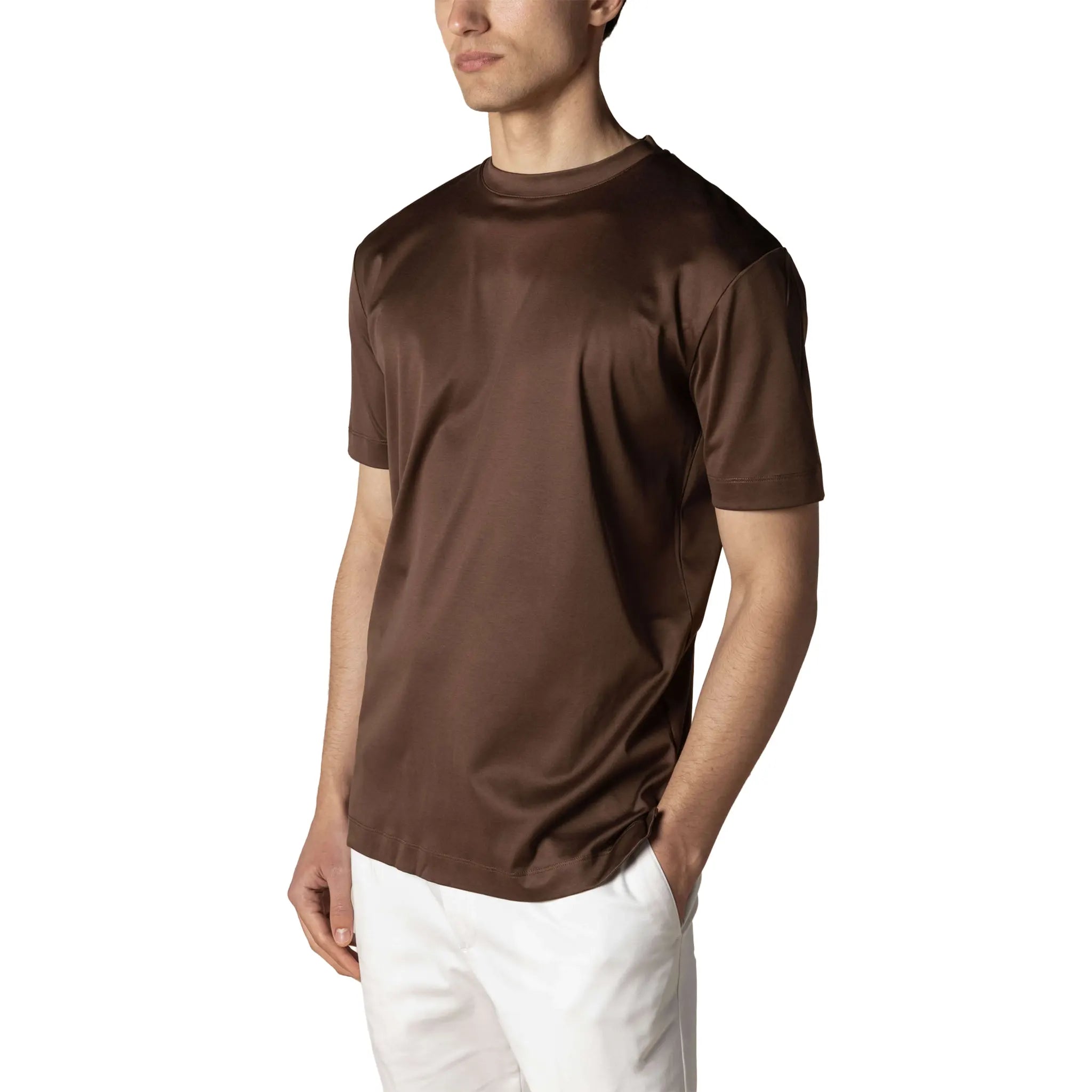 Front Side View of Aurélien Aur1 Chocolate T Shirt AUR1TSHIRTCHOCOLATE
