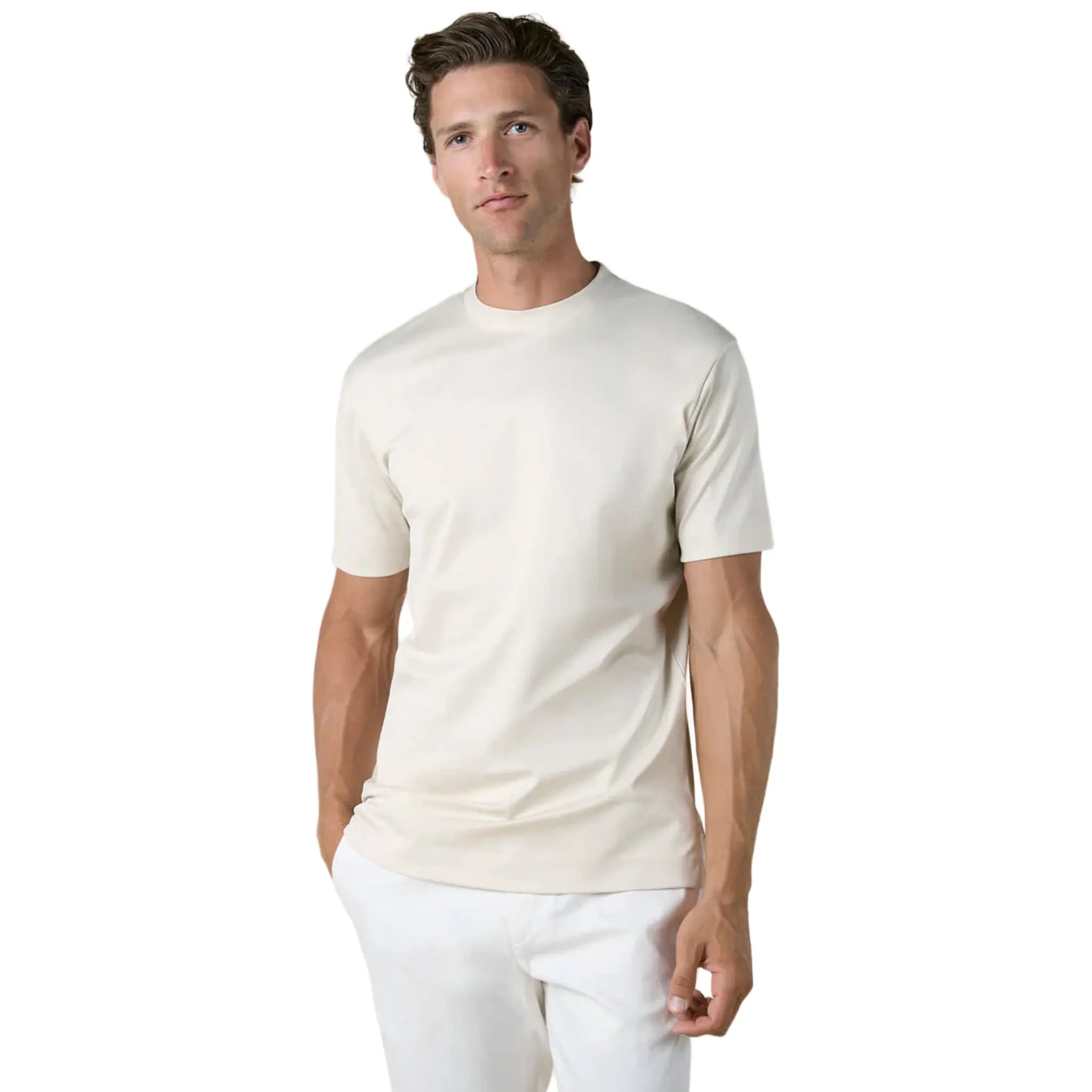 Front View of Aurélien Aur1 Ecru T Shirt AUR1TSHIRTECR