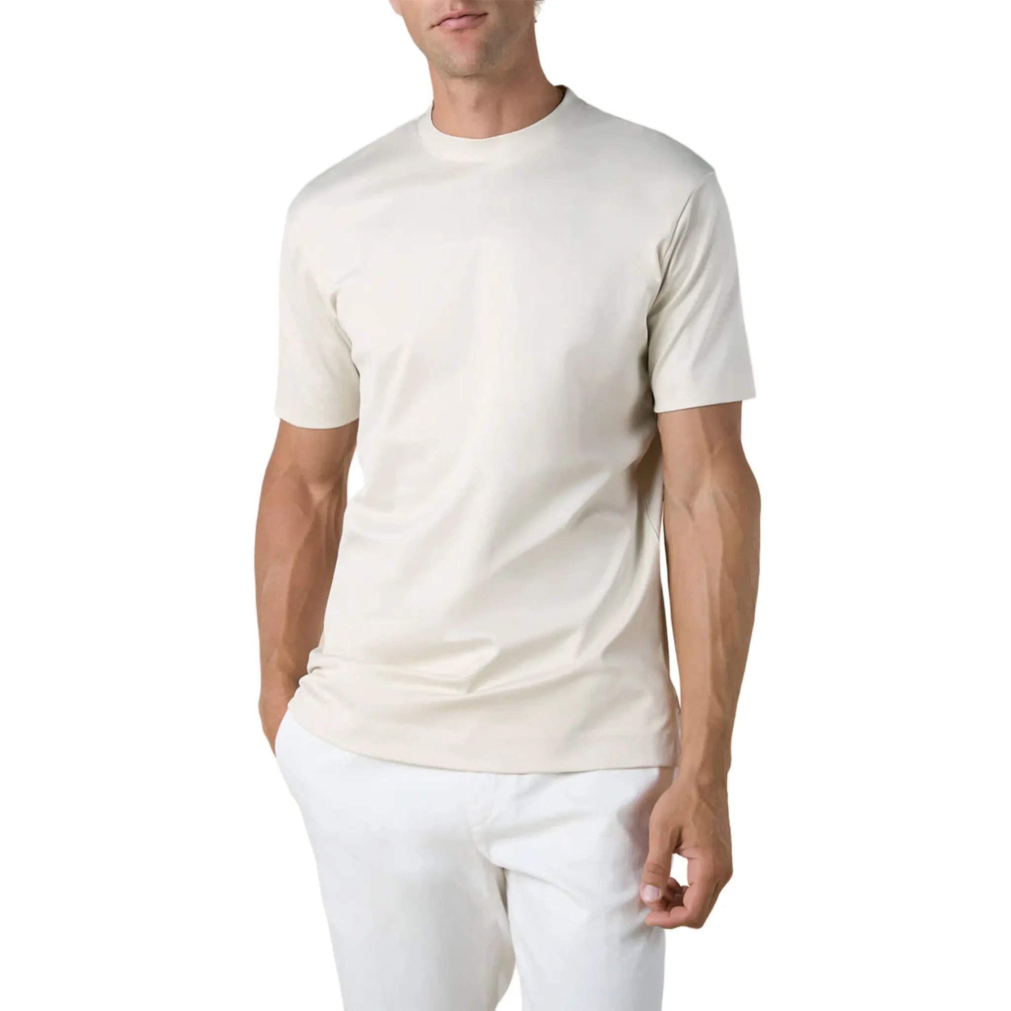 Front View of Aurélien Aur1 Ecru T Shirt AUR1TSHIRTECR