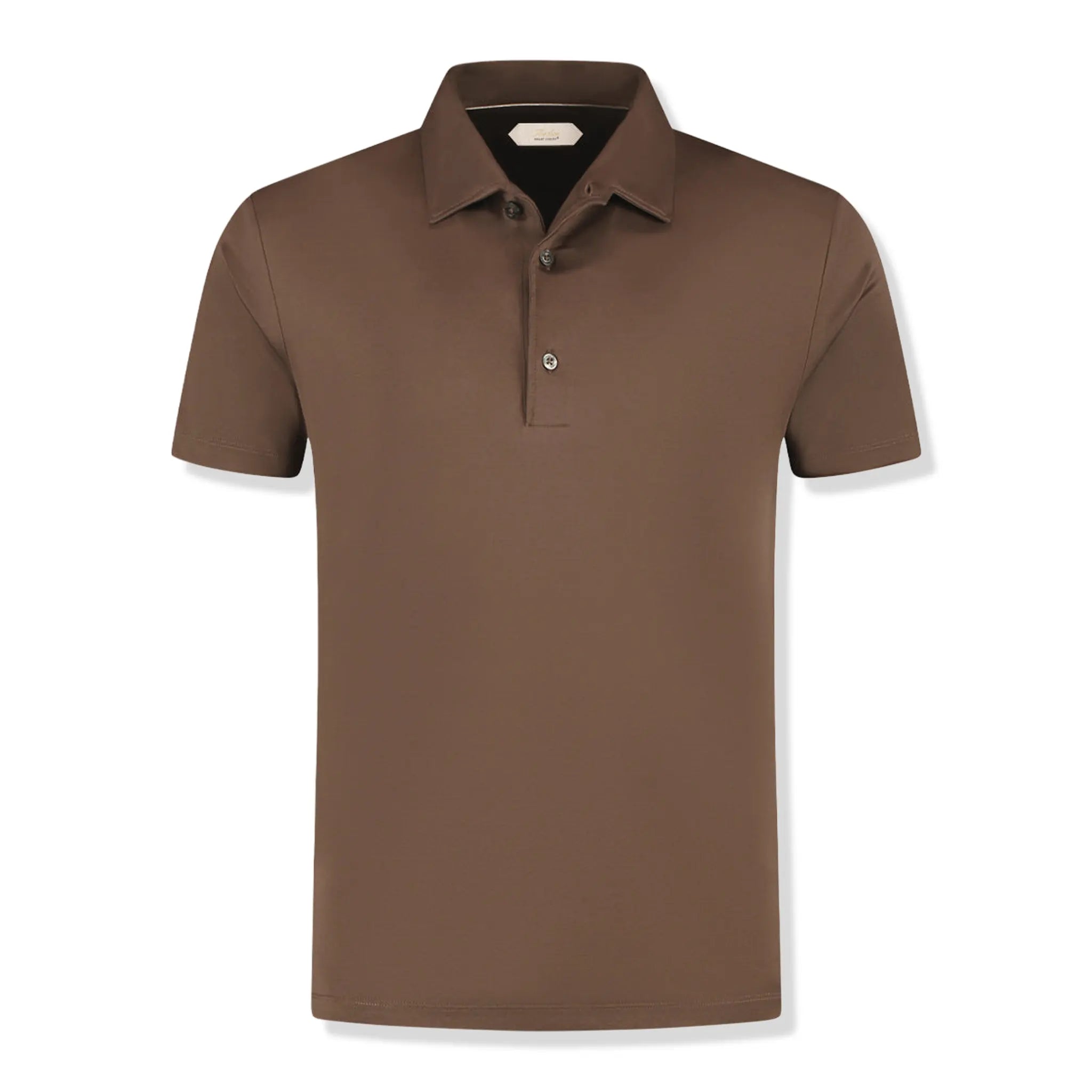 Front View of Aurélien Aur1 Chocolate Polo Shirt AUR1POLOCHOCOLATE