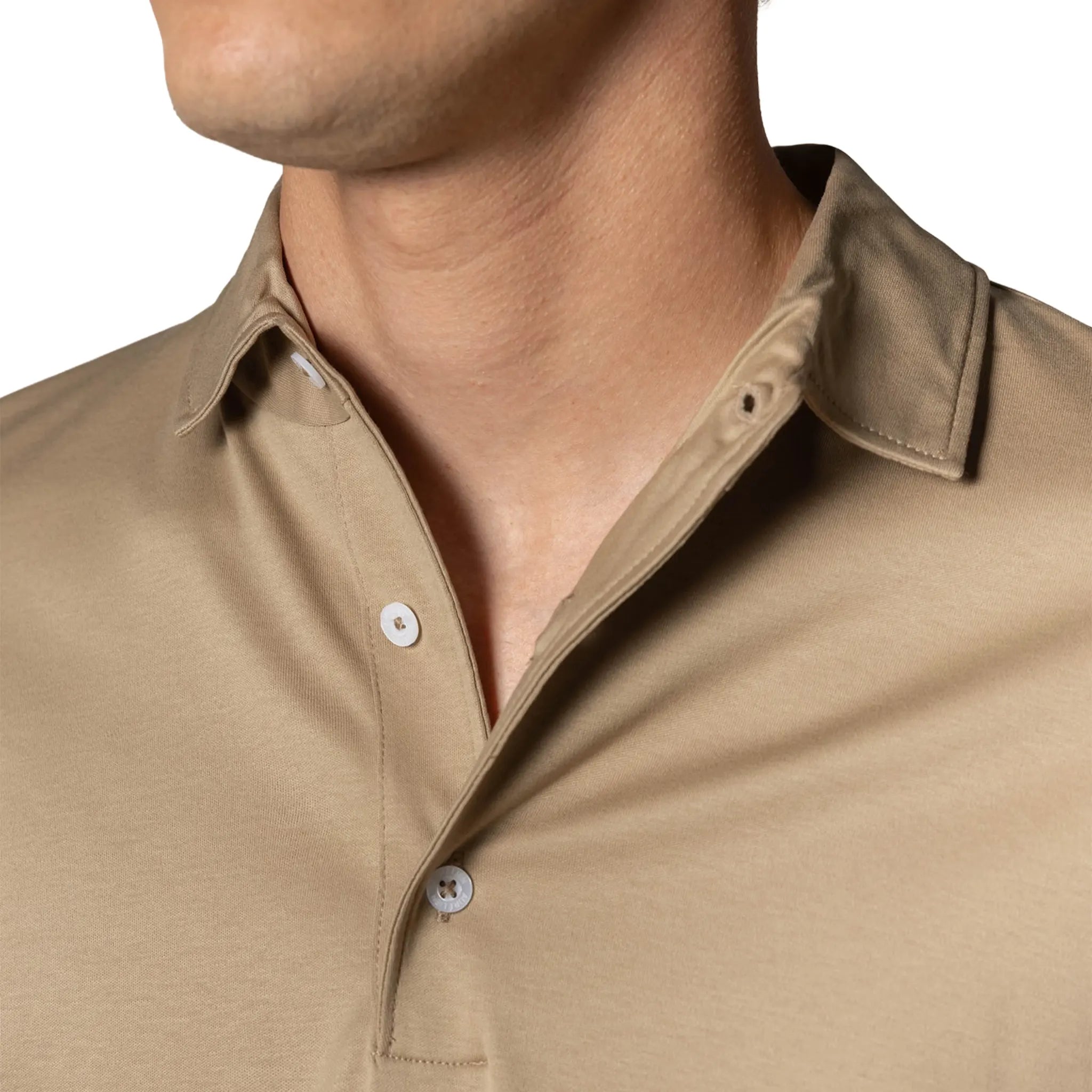 Detailed Front View of Aurélien Aur1  L/S Dark Taupe Polo Shirt