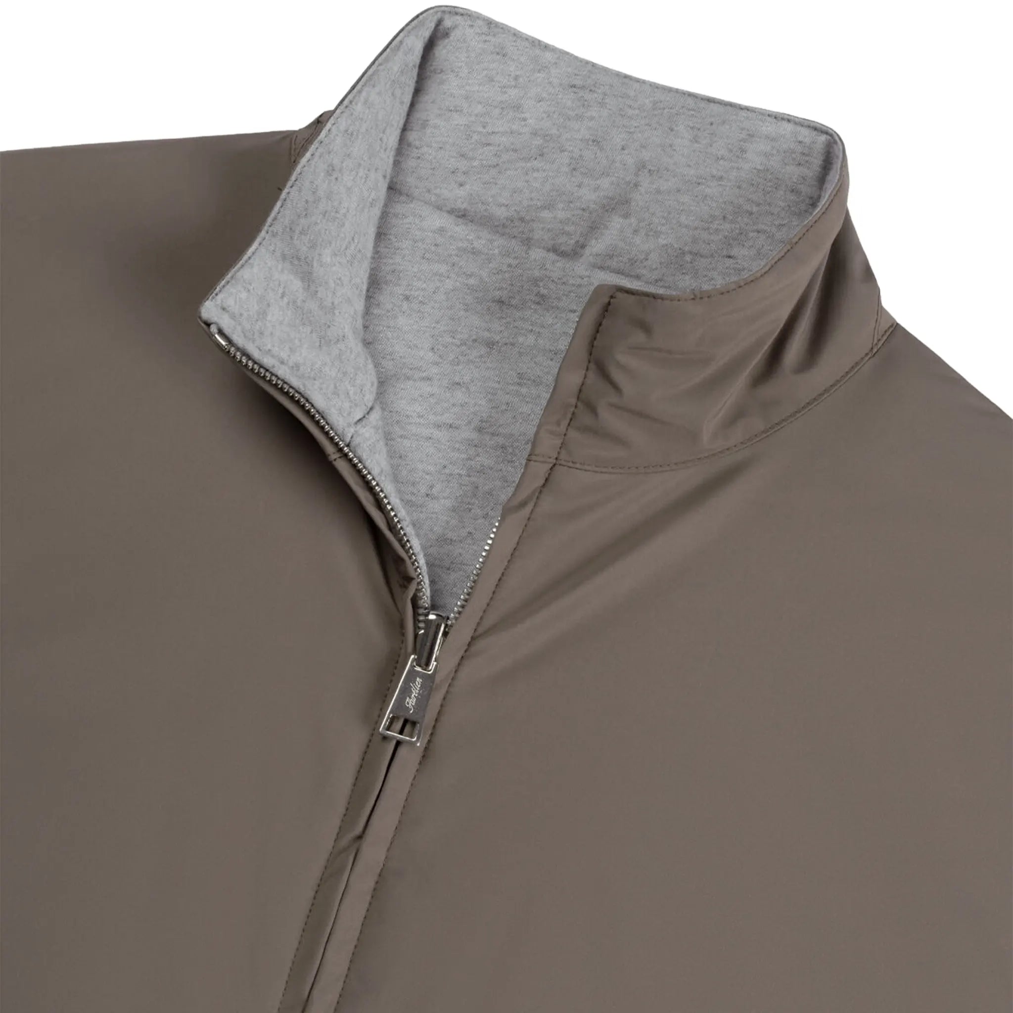 Detailed Front View of Aurélien Reversible Ash Grey Resort Jacket