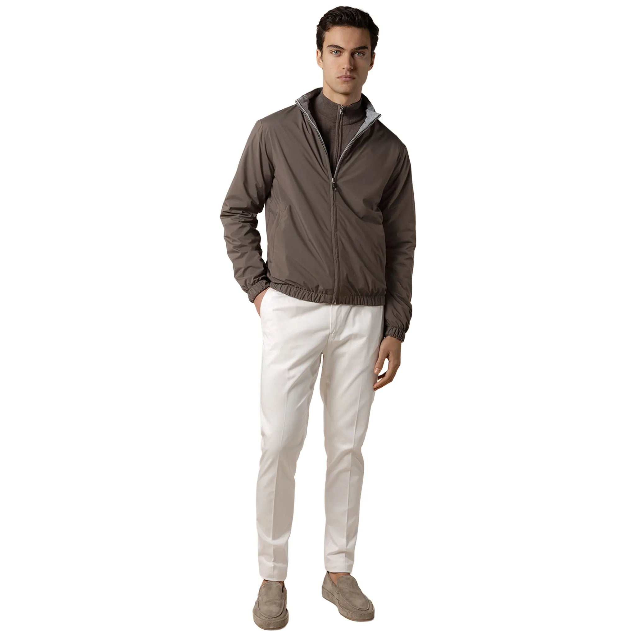 Front View of Aurélien Reversible Ash Grey Resort Jacket