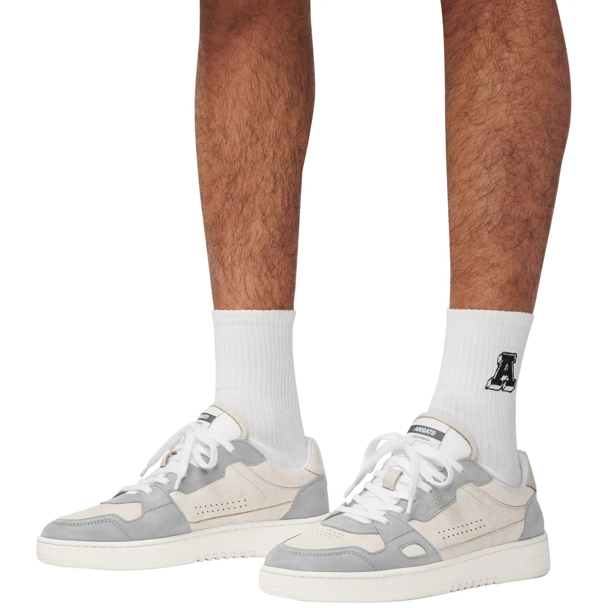 Model view of Axel Arigato Dice Low Beige Light Grey Sneaker F1697006