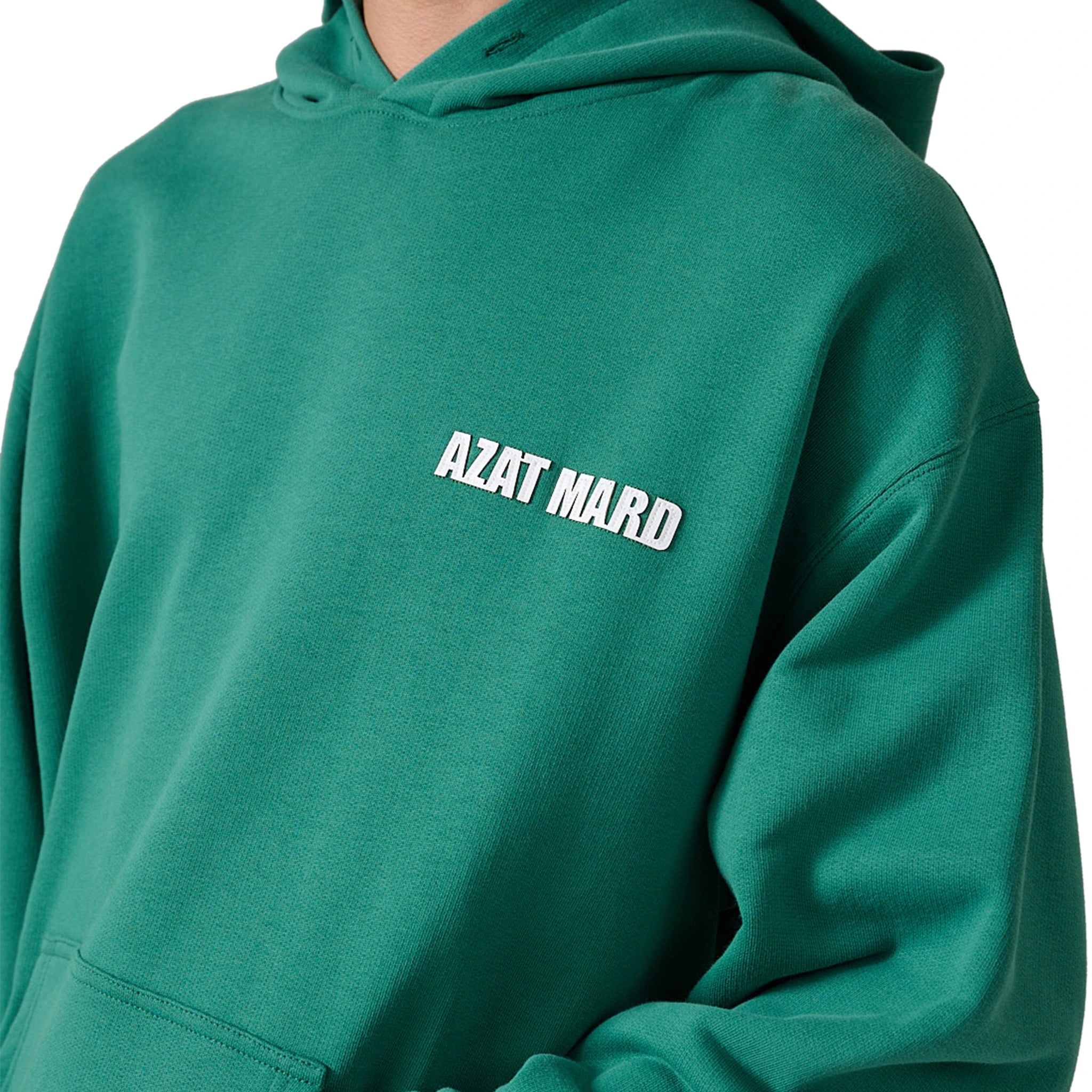 Model Chest view of Azat Mard Country Club Green Hoodie SS23019