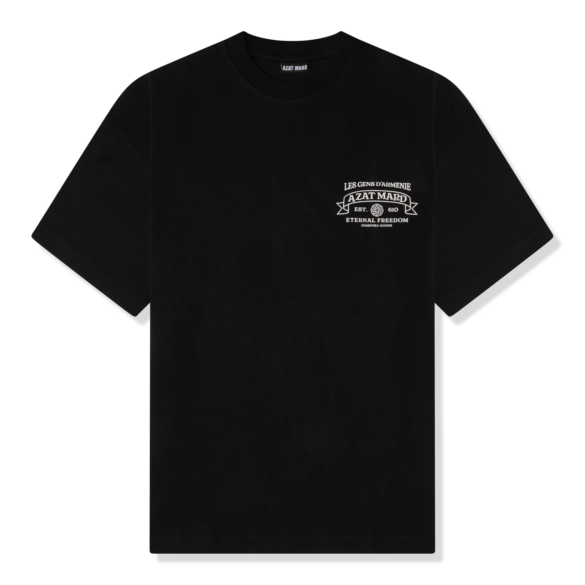 Front view of Azat Mard Eternal Freedom T Shirt Black FW23018