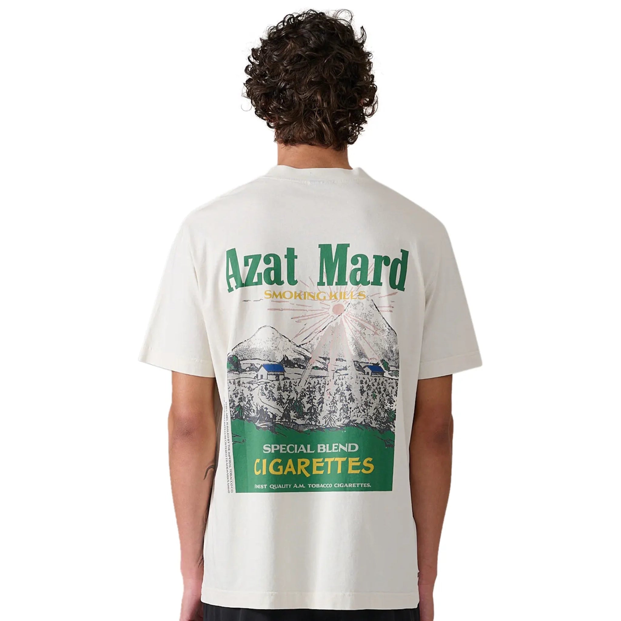 Model Back view of Azat Mard Special Blends T Shirt White SS22079