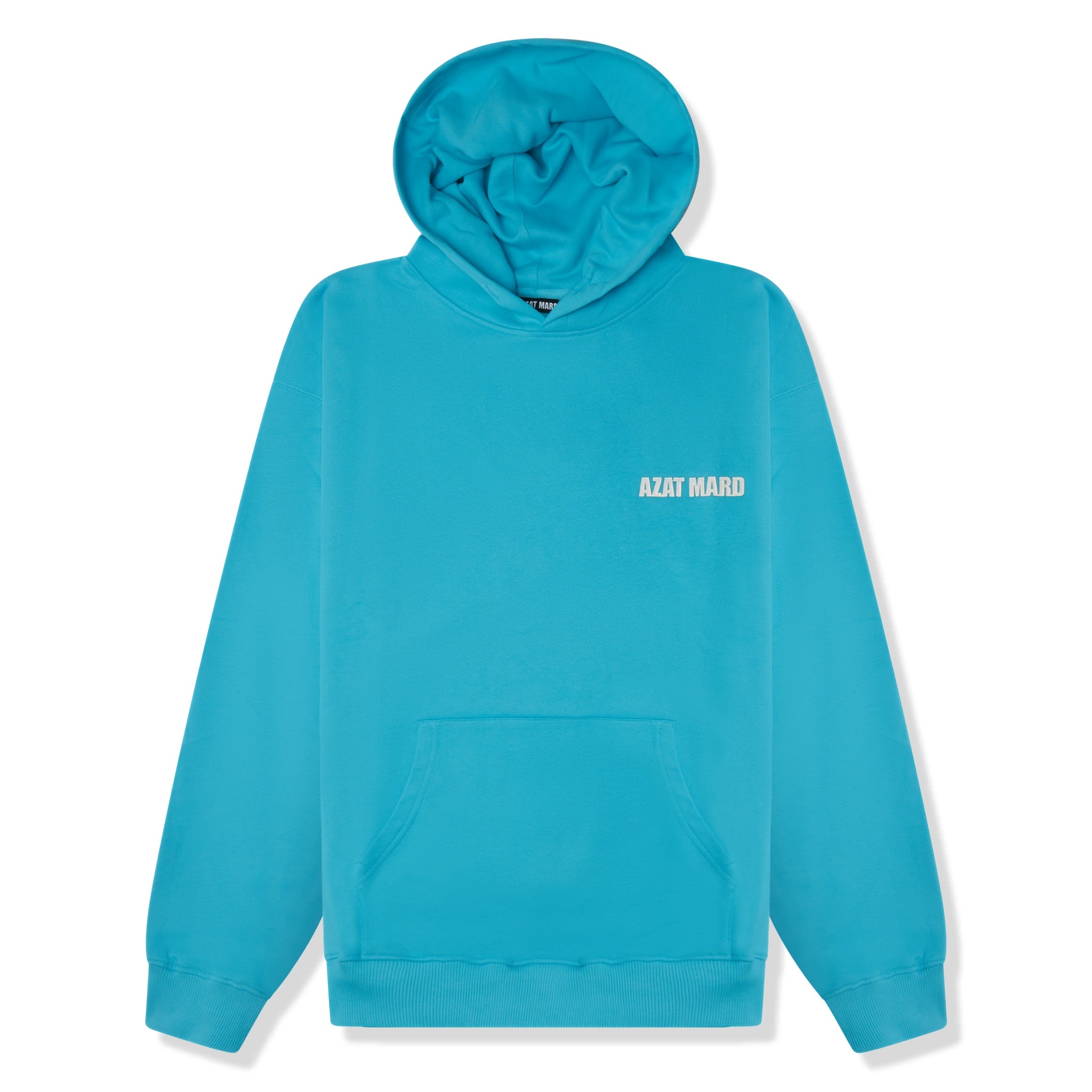 Front view of Azat Mard Turquoise Hoodie MW21S159