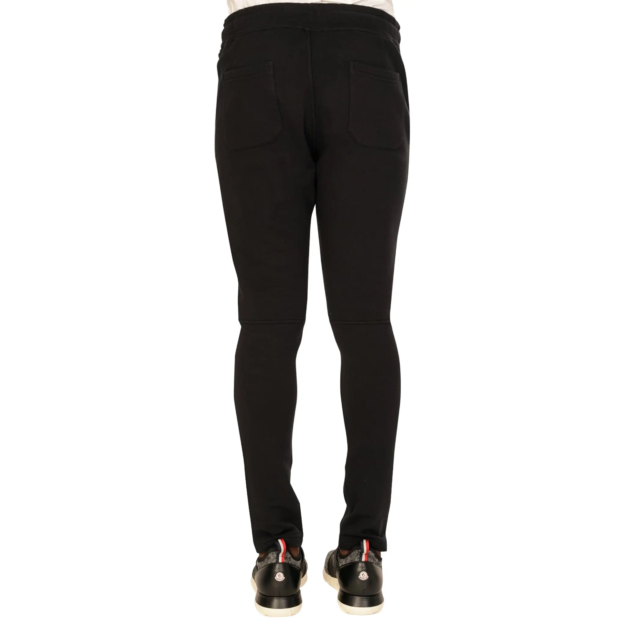 Back View of Balmain Paris Cuffed Biker Black Sweatpants