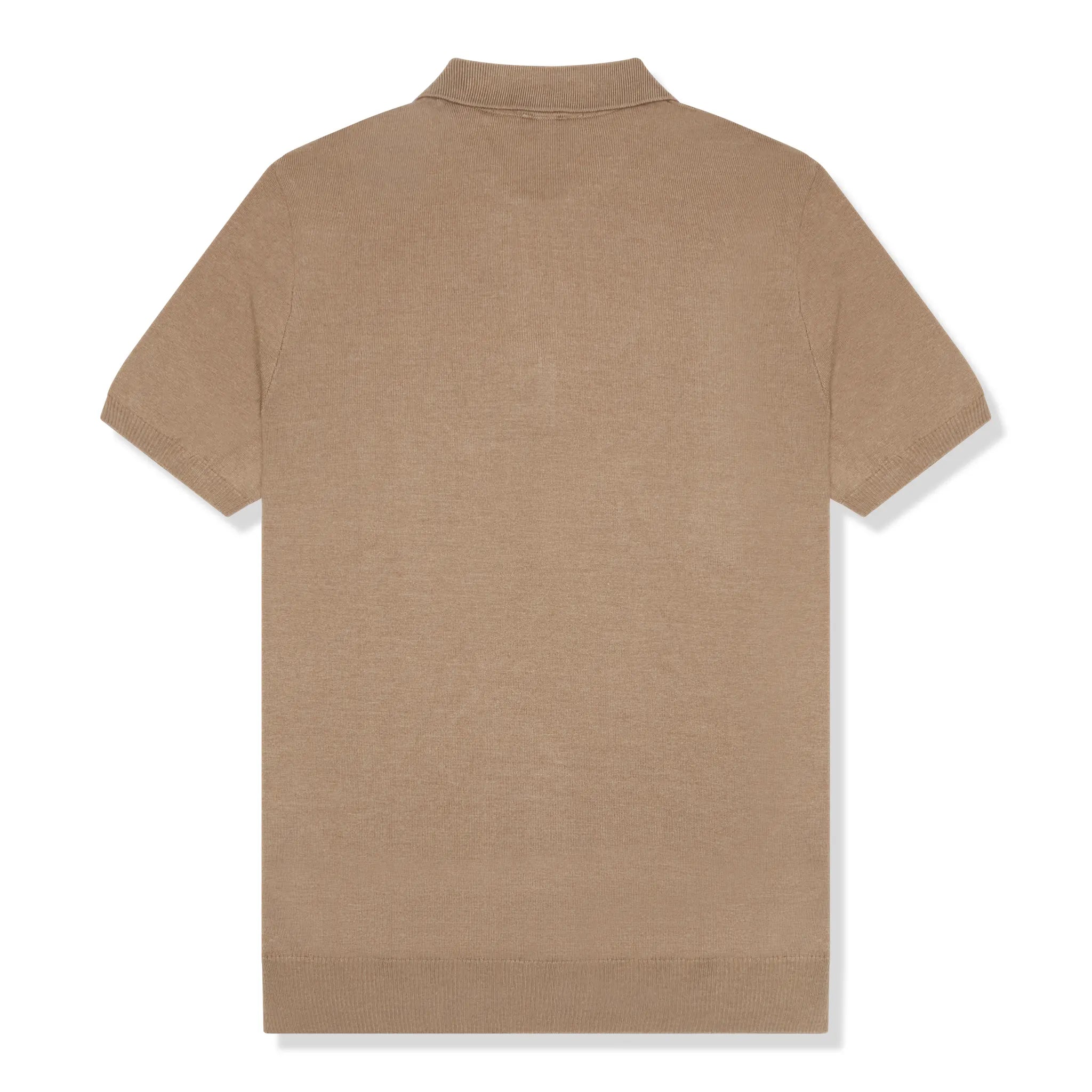Back View of Be Gentle Half Zip Beige Polo Shirt