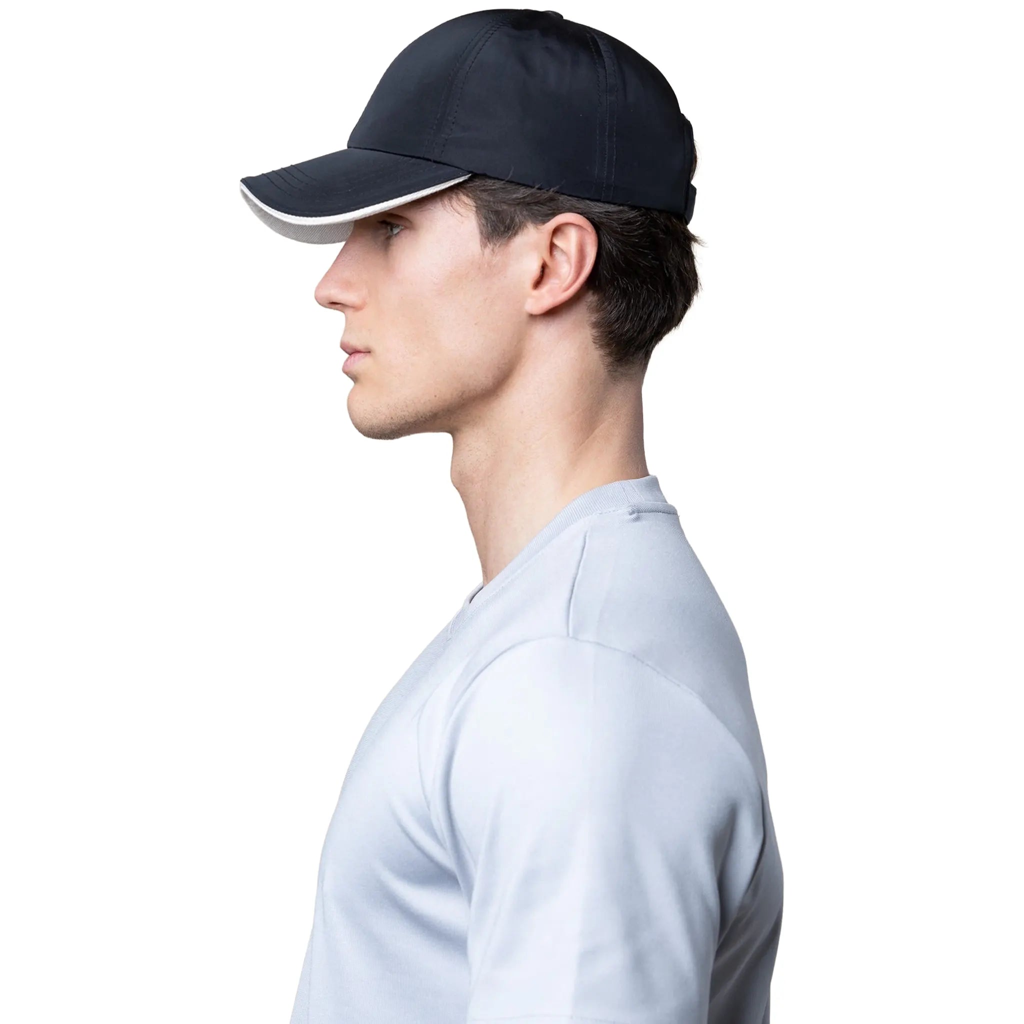 Side View of Be Gentle Waterproof Gloss Pet Black Baseball Cap