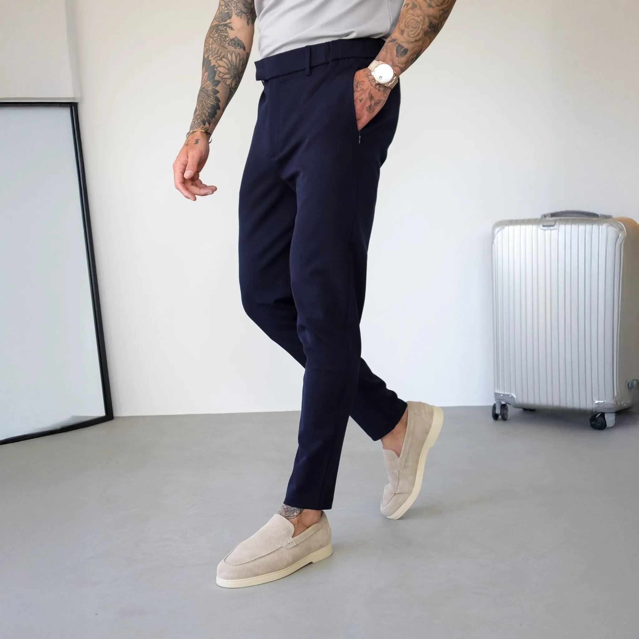 Front Side View of Belier 24hr Navy Trousers BM234NVY