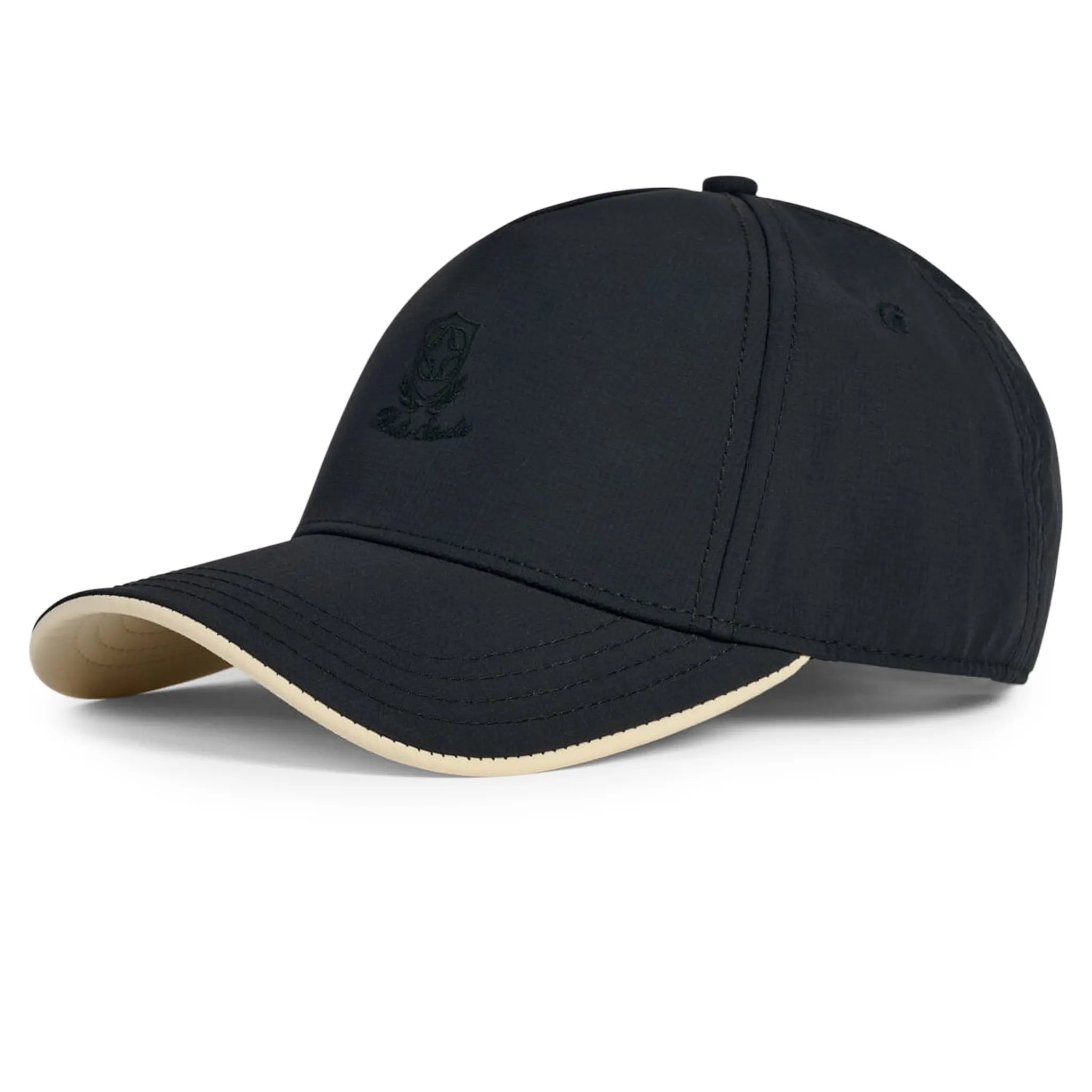 Front Side View of Belier Crest Logo Black Cap BA006BLK