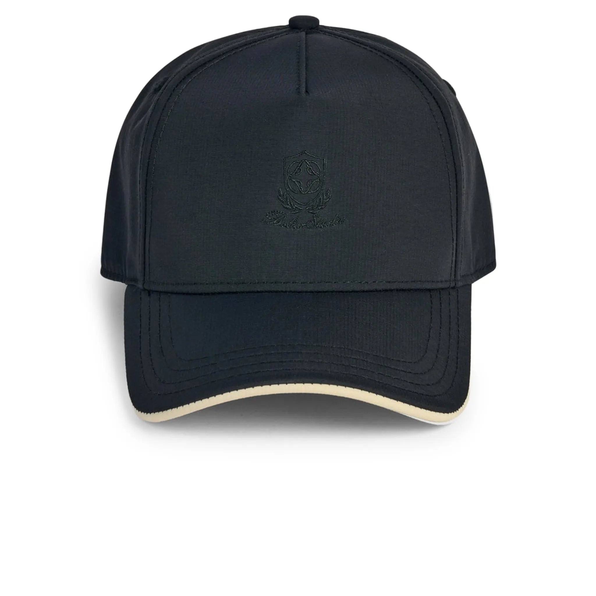 Front View of Belier Crest Logo Black Cap BA006BLK