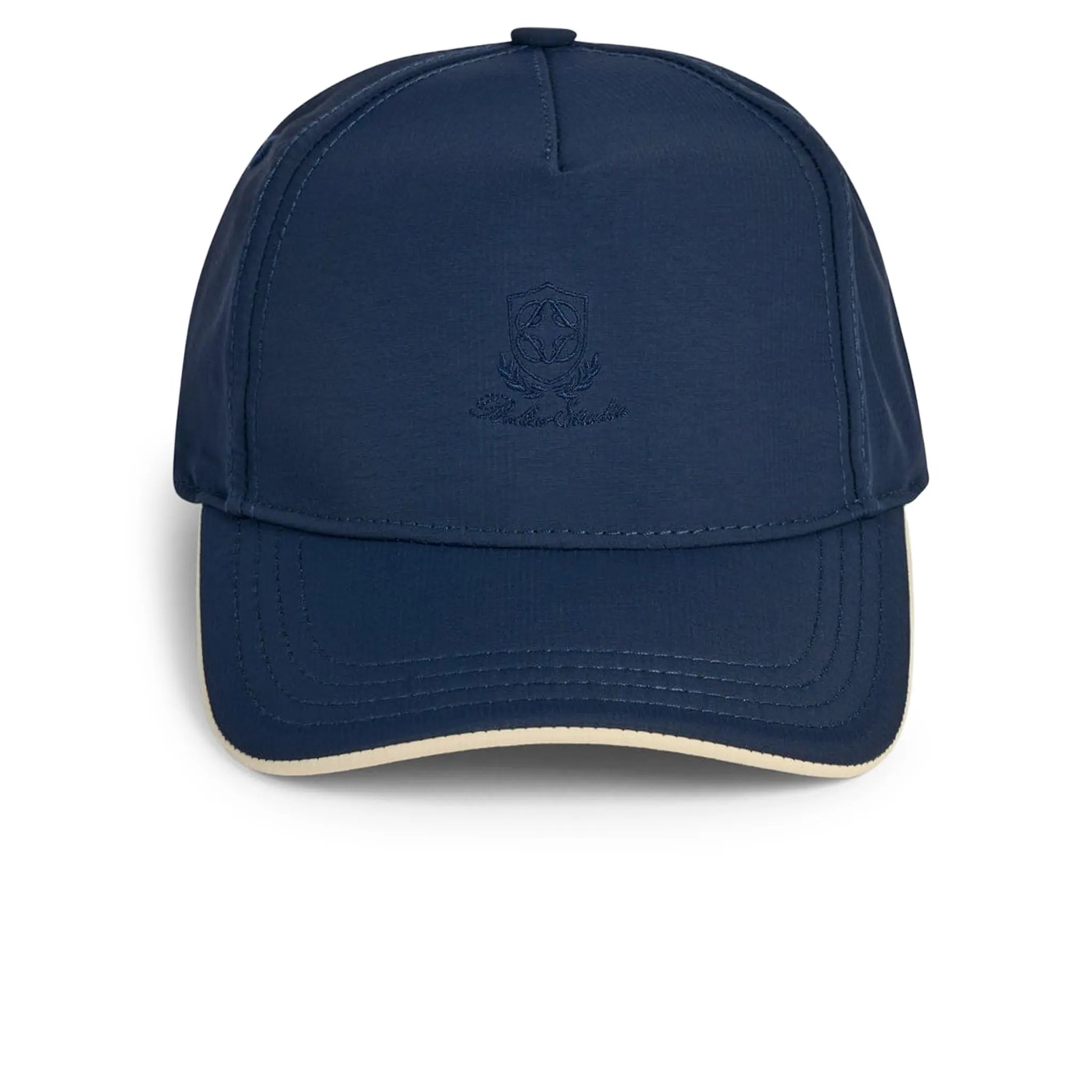 Front View of Belier Crest Logo Navy Cap BA006NVY