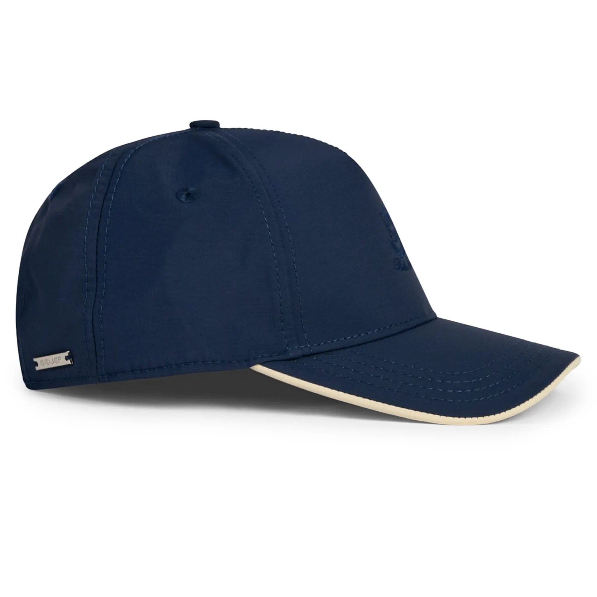 Side View of Belier Crest Logo Navy Cap BA006NVY