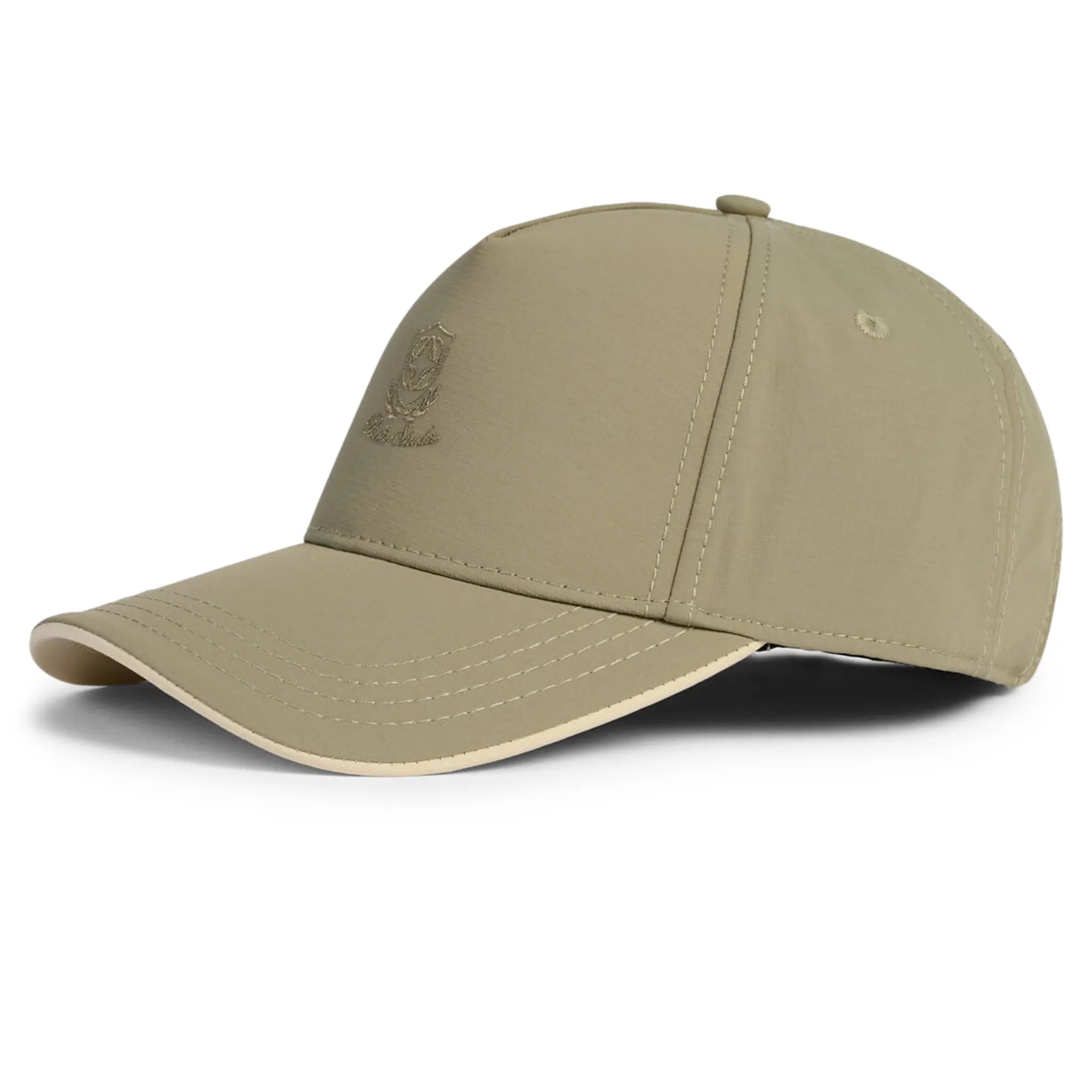 Front Side View of Belier Crest Logo Taupe Cap  BA006TPE