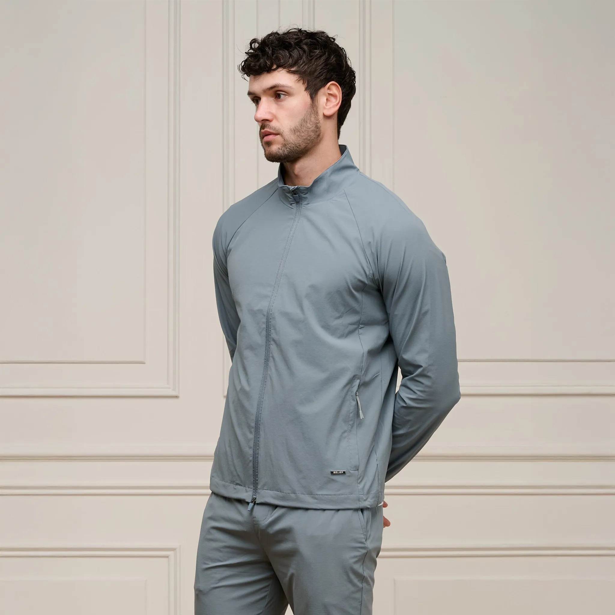 Front Side View of Belier Essential Steel Blue Jacket BM797STLBLU