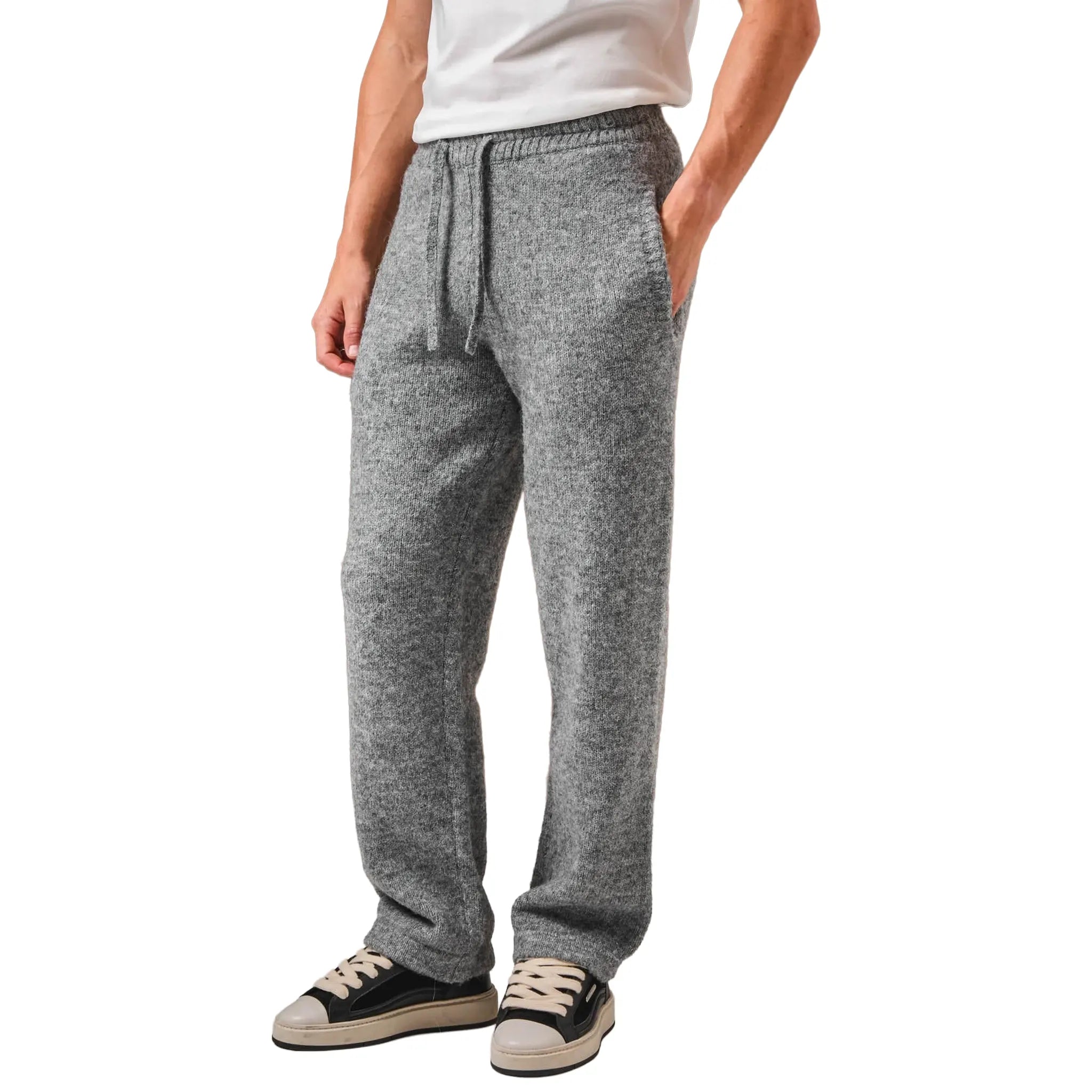 Front View of Belier Knitted Grey Sweatpants BM768GRY