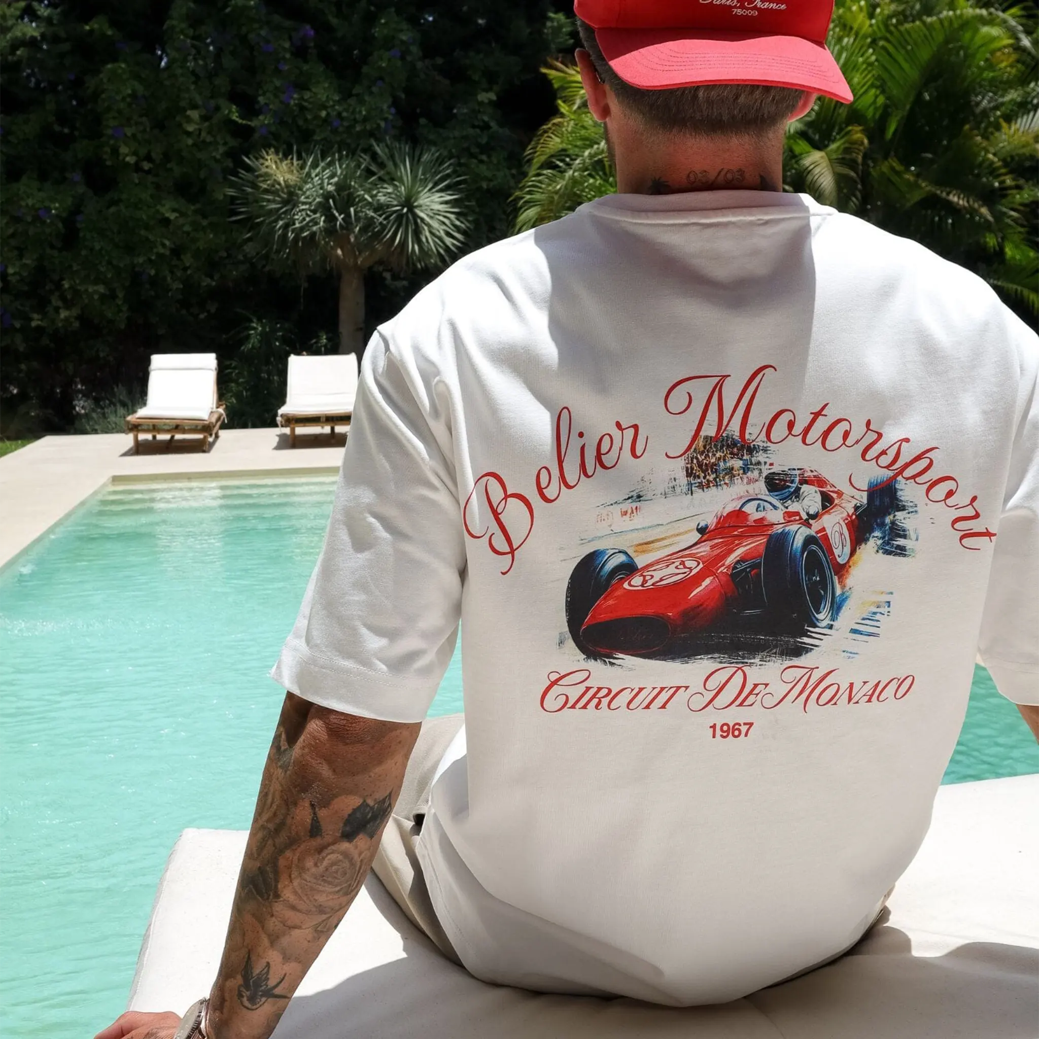 Back View of Belier Motorsport Off-White T Shirt