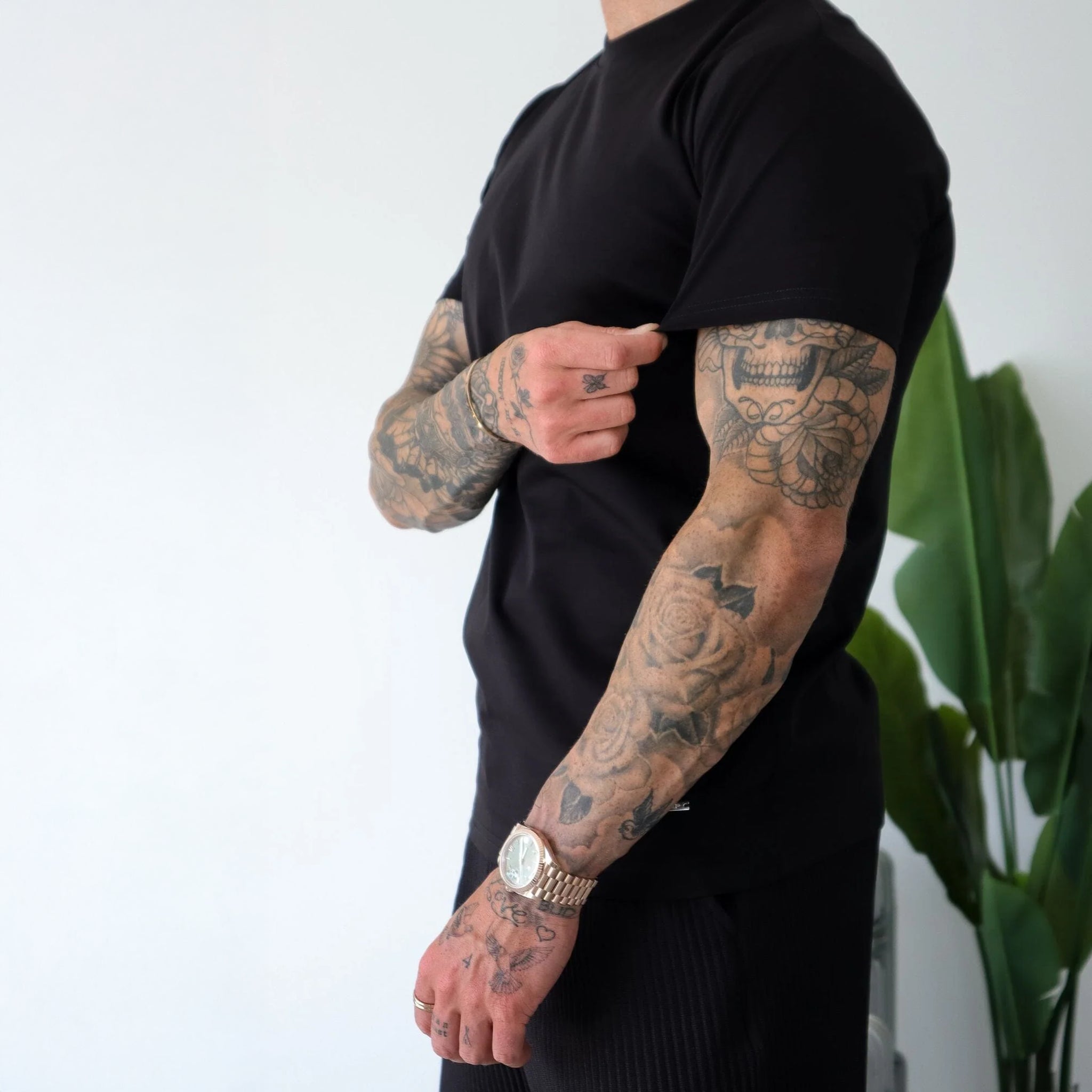 Side View of Belier Premium Black T Shirt