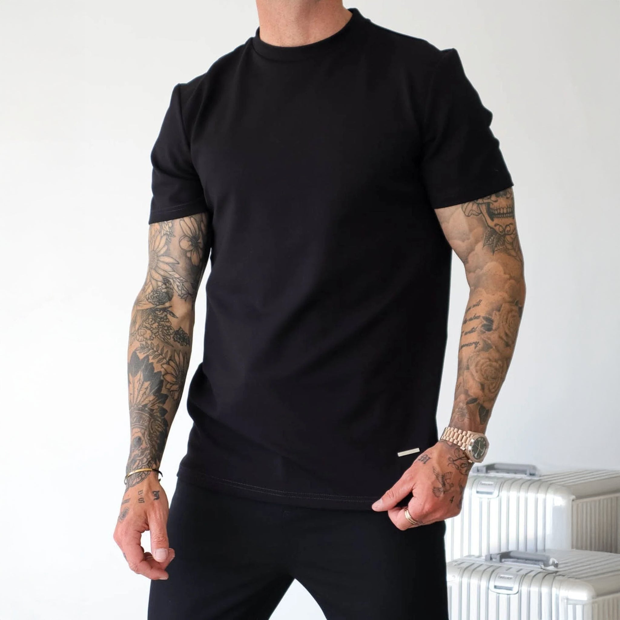 Front View of Belier Premium Black T Shirt