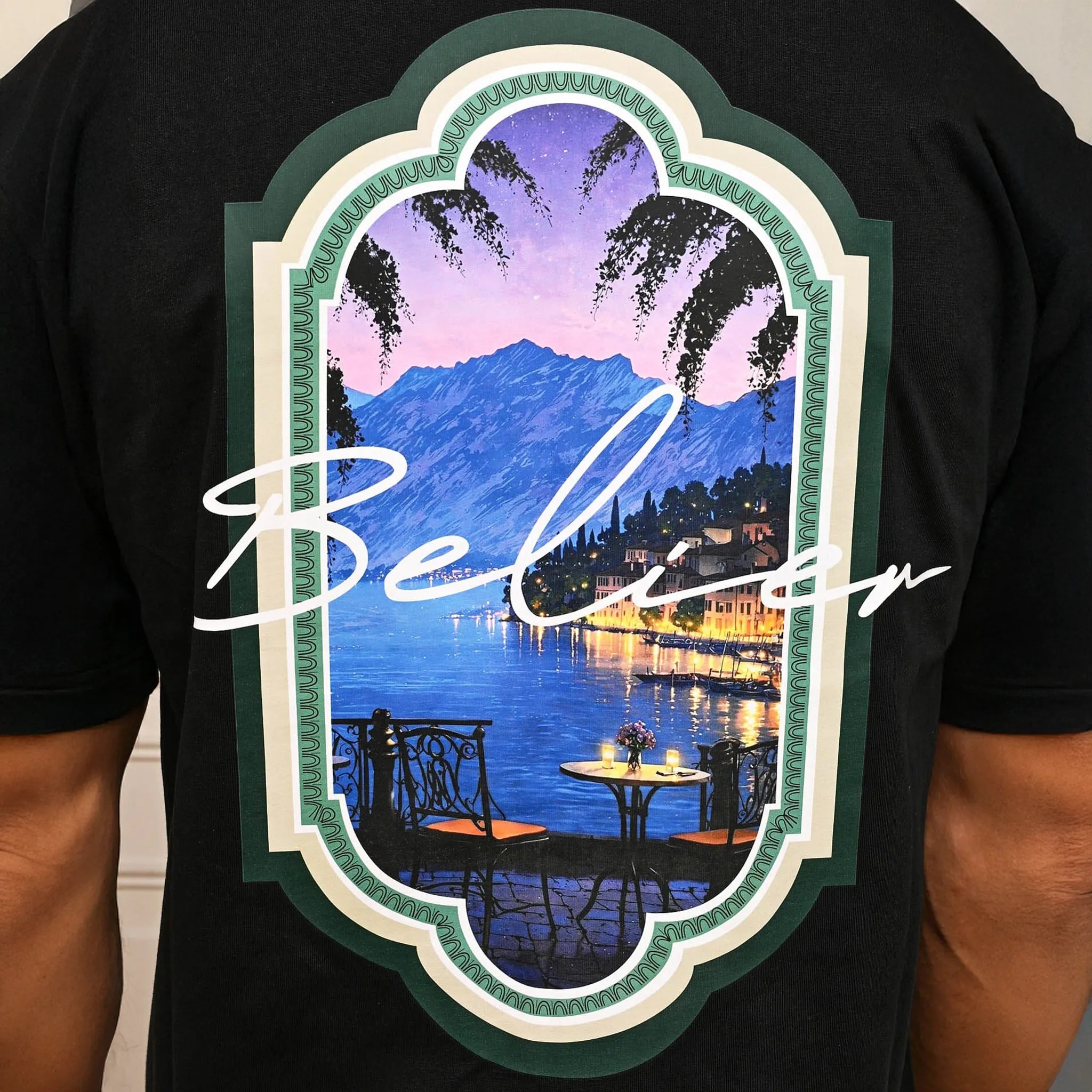 Back Detailed View of Belier Riviera View Black T Shirt BM839BLK