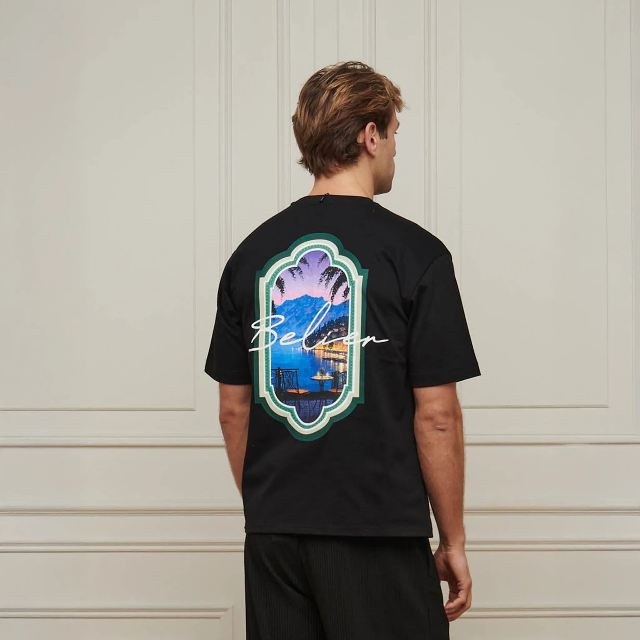 Back View of Belier Riviera View Black T Shirt BM839BLK