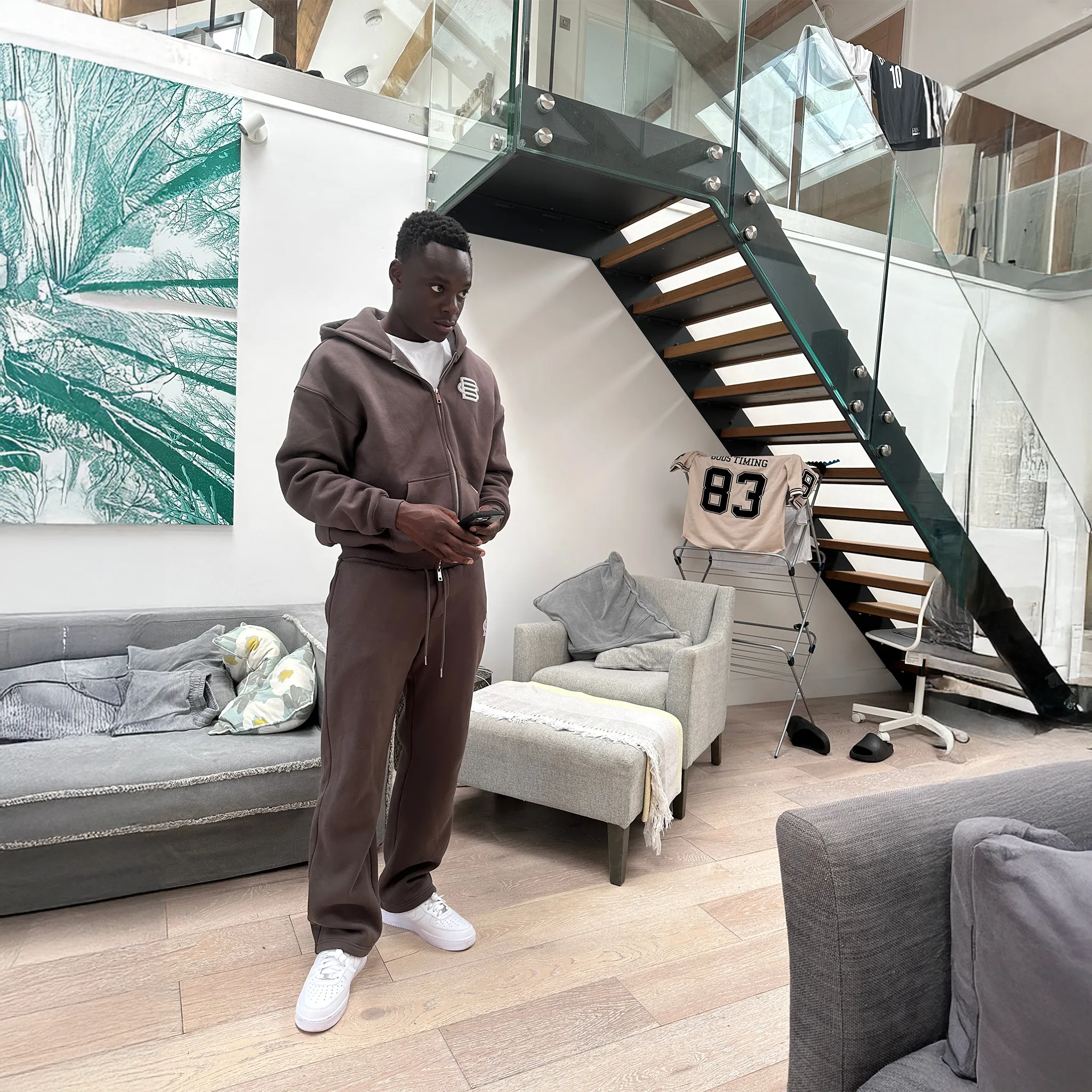 Model View of Bénir Clothing Bénir Club Match Day Storm Zip-Up Hoodie