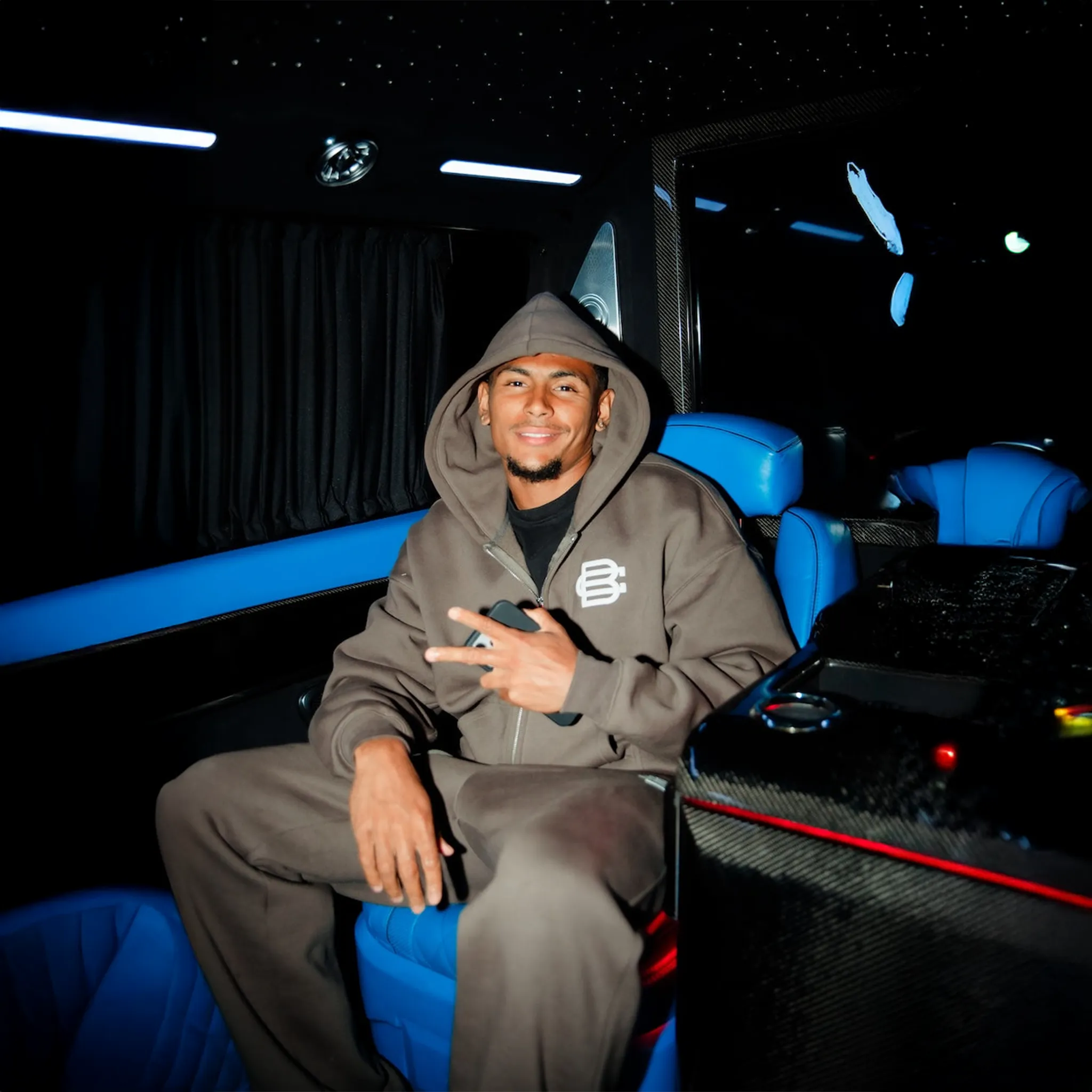 Model View of Bénir Clothing Bénir Club Match Day Storm Zip-Up Hoodie