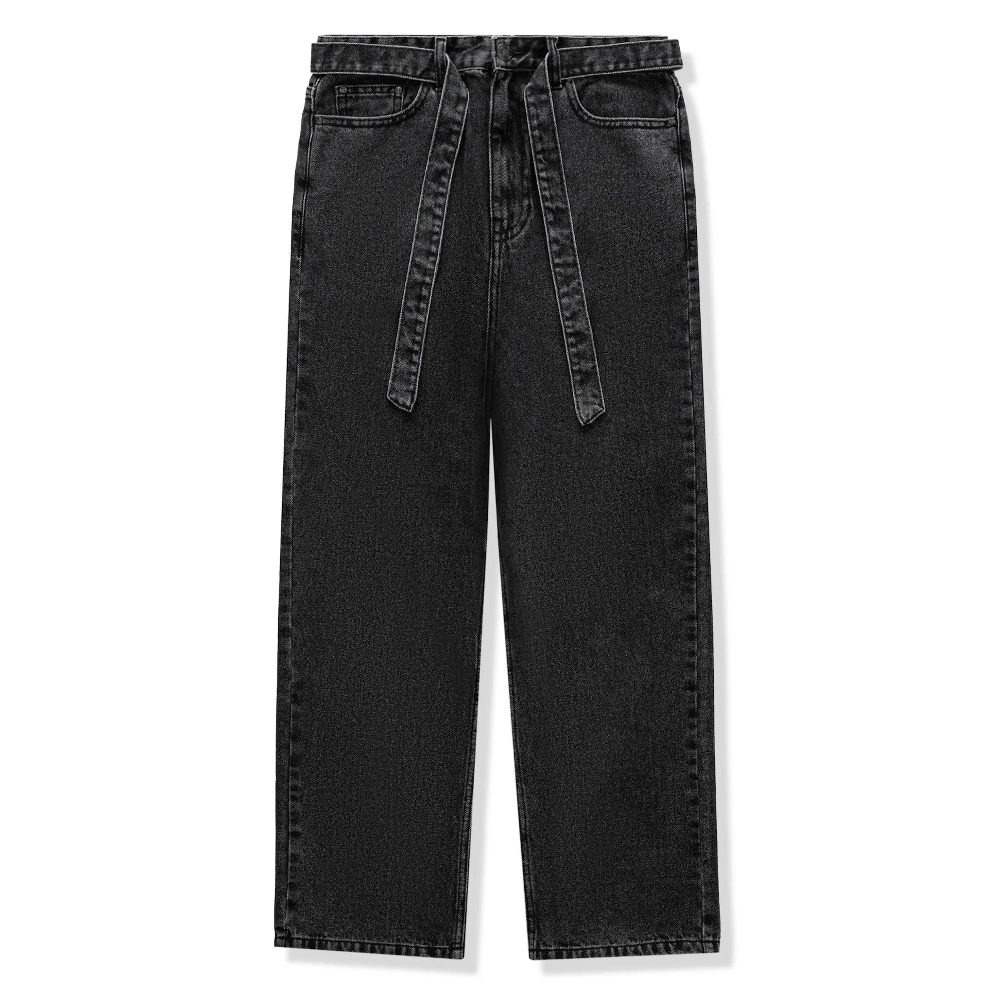 Front View of Bénir Clothing Relaxed Black Denim Jeans UNK-BLK
