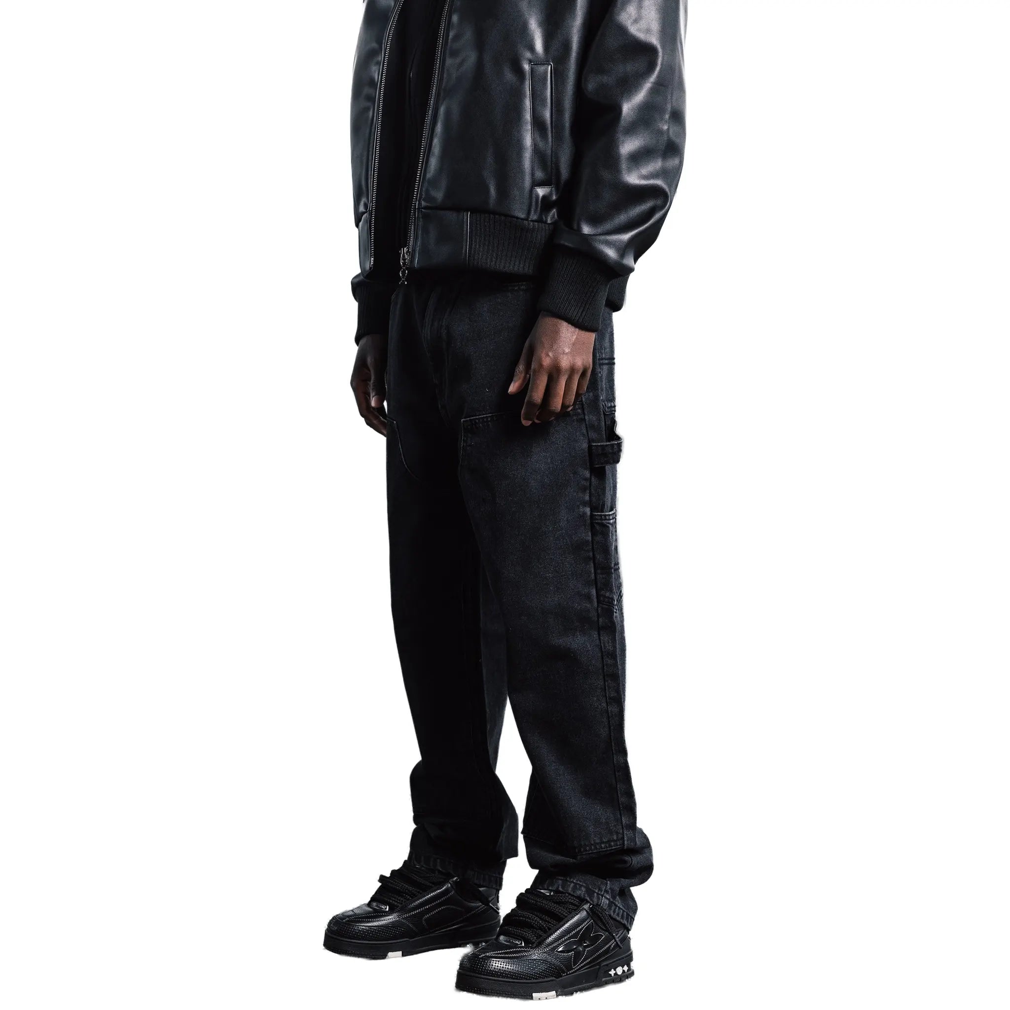 Front Side View of Bénir Clothing Relaxed Carpenter Black Jeans CARP-BLK