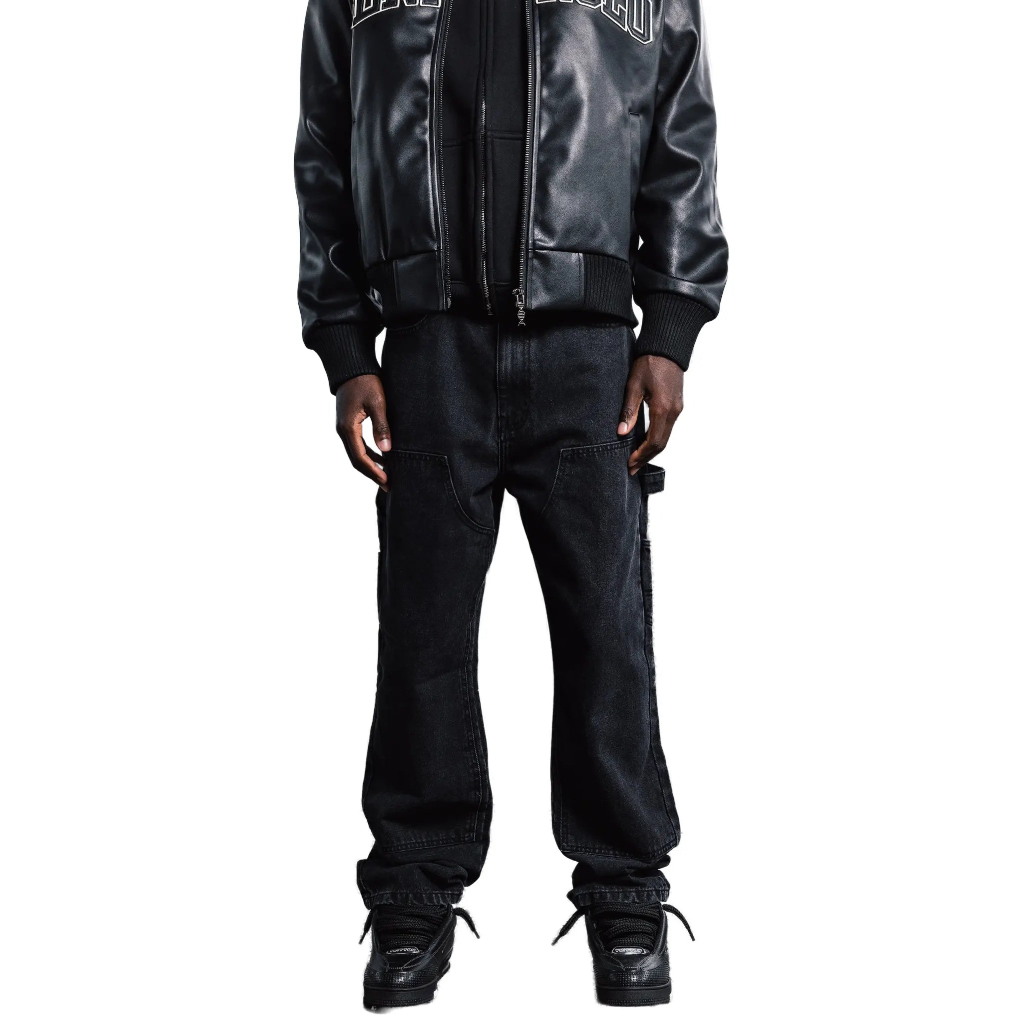 Front View of Bénir Clothing Relaxed Carpenter Black Jeans CARP-BLK