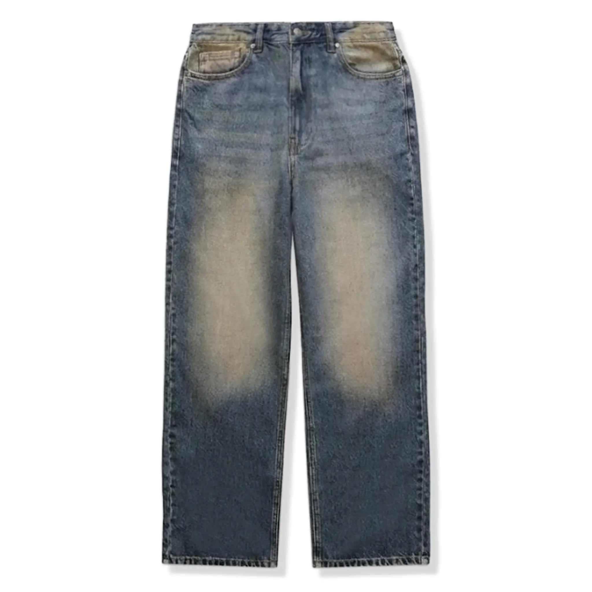 Front View of Bénir Clothing Relaxed Rust Blue Jeans REL-BLUGRN
