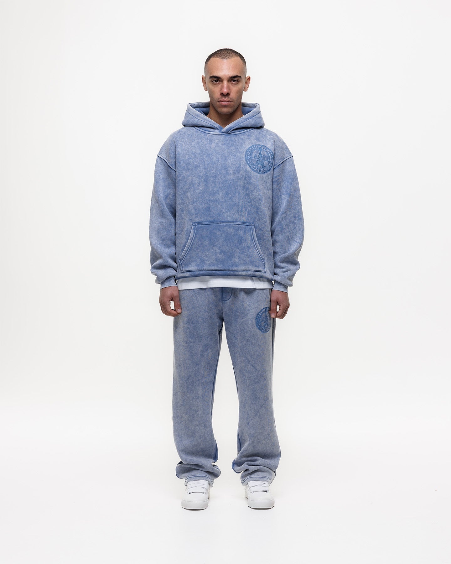 MAGIRI Embroidered Acid Washed Blue Hoodie