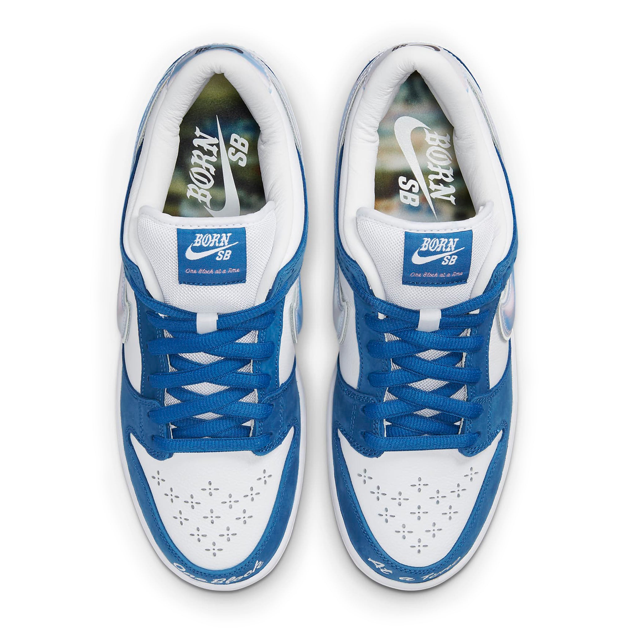 Top view of Born x Raised x Nike SB Dunk Low One Block at a Time FN7819-400