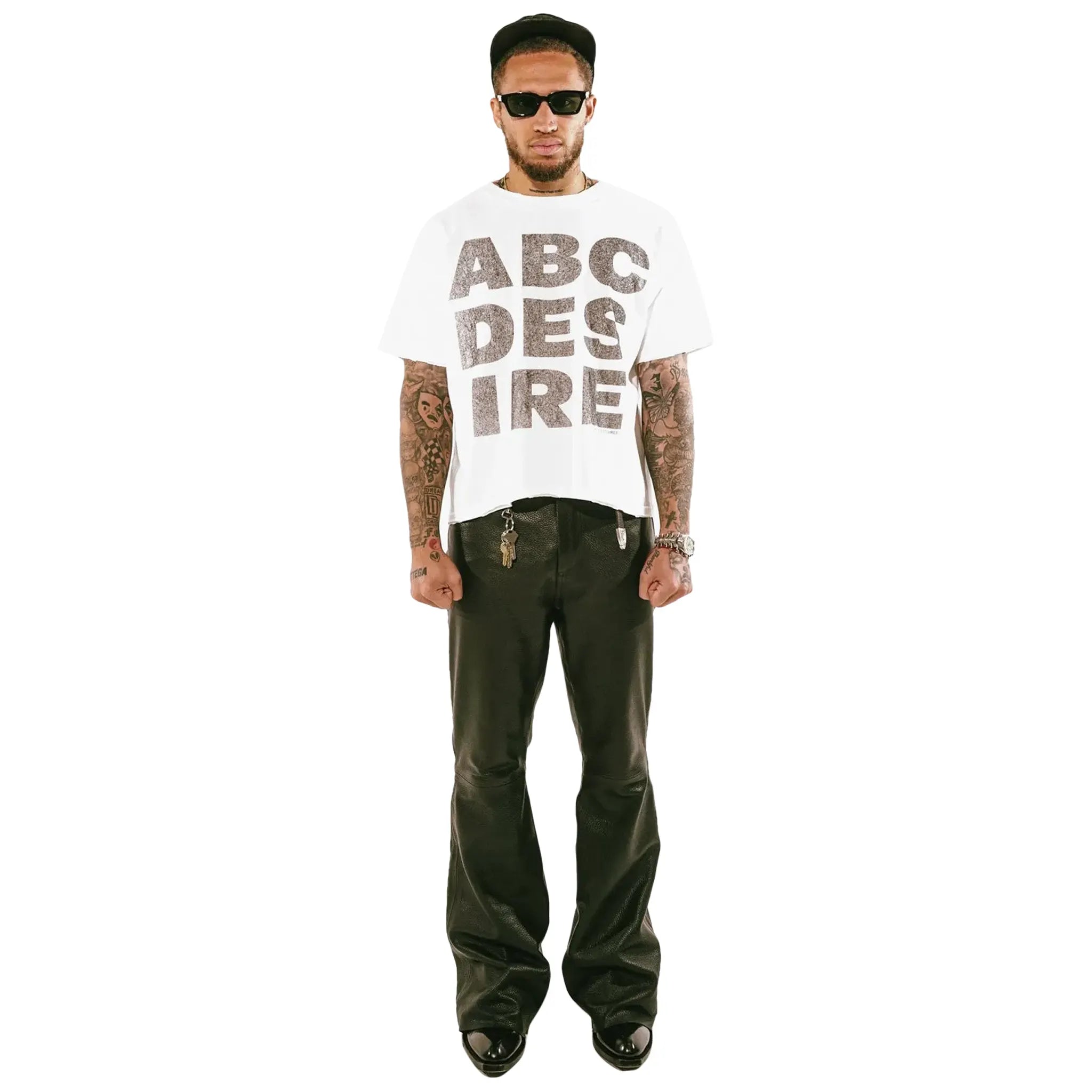 Front View of Bottega Desires ABC White T-Shirt