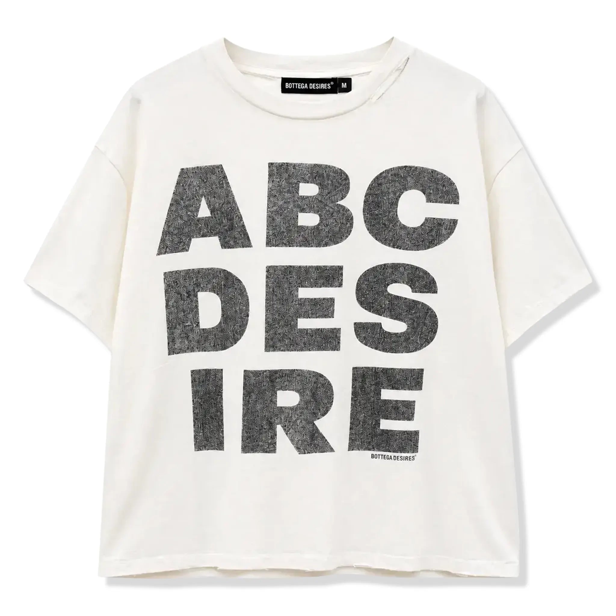 Front View of Bottega Desires ABC White T-Shirt