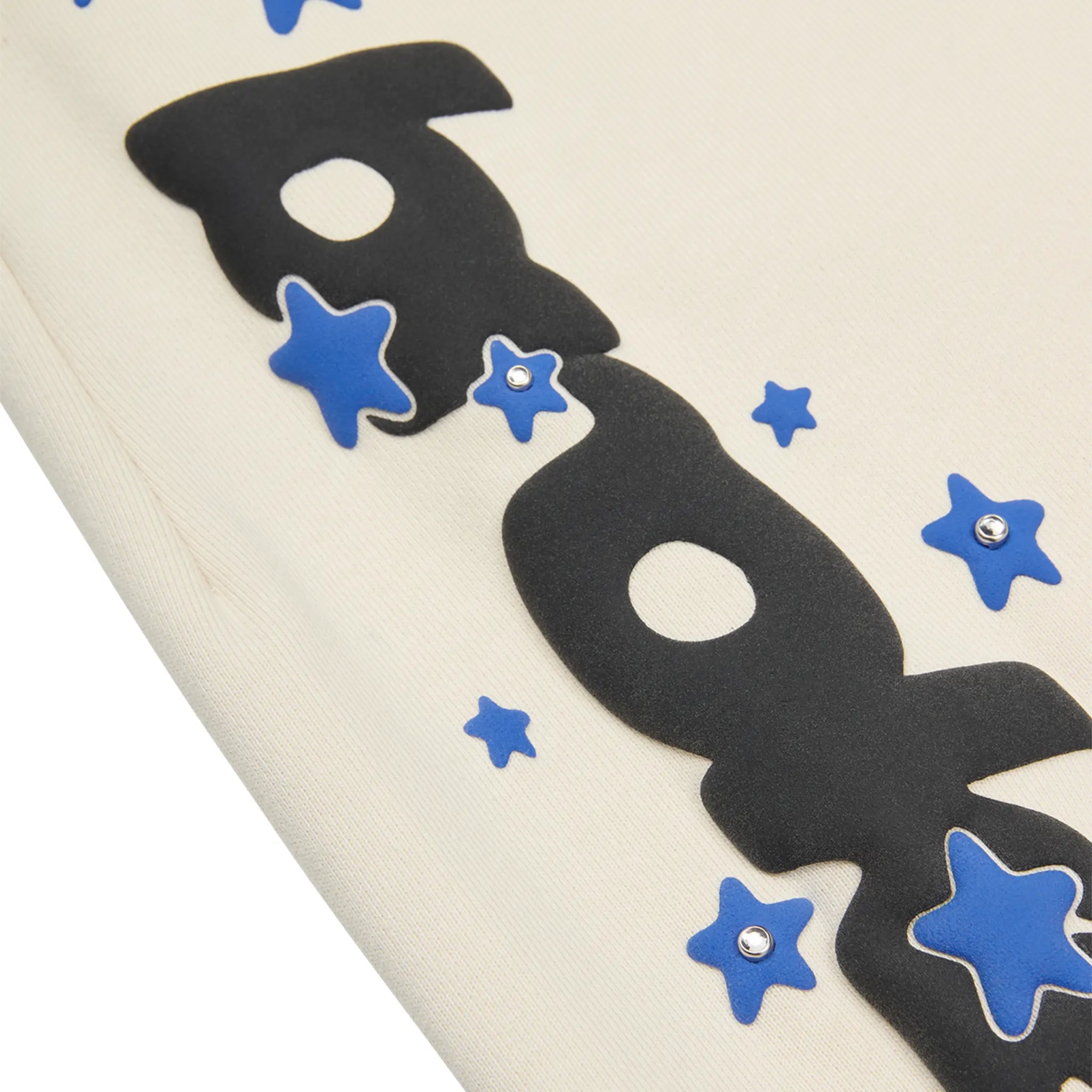 Leg detail view of Broken Planet All The Stars Straight Leg Ivory White Sweatpants BP-JAN25-SLSP-I_WHITE