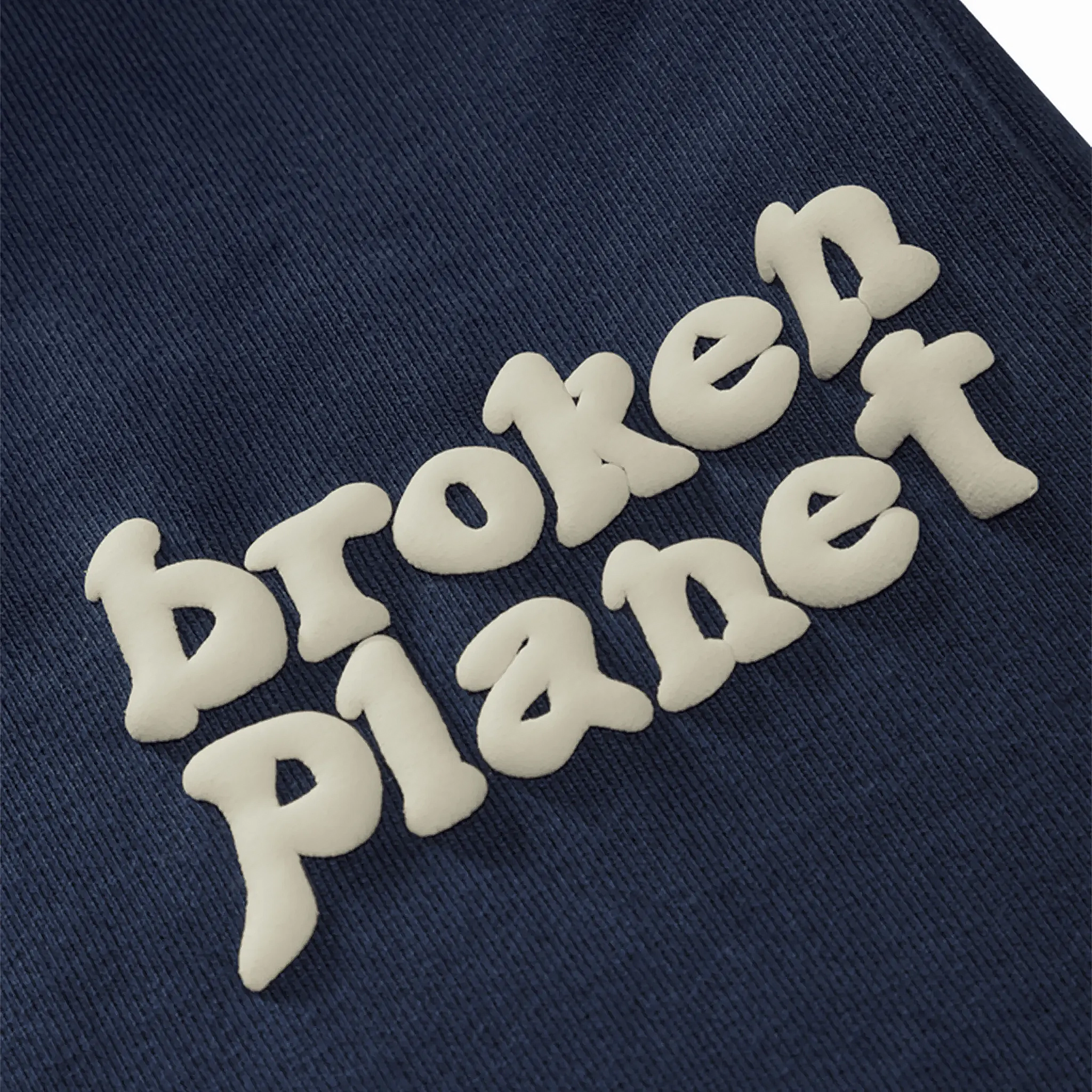 Detail view of Broken Planet Basics Straight Leg Outer Space Blue Sweatpants