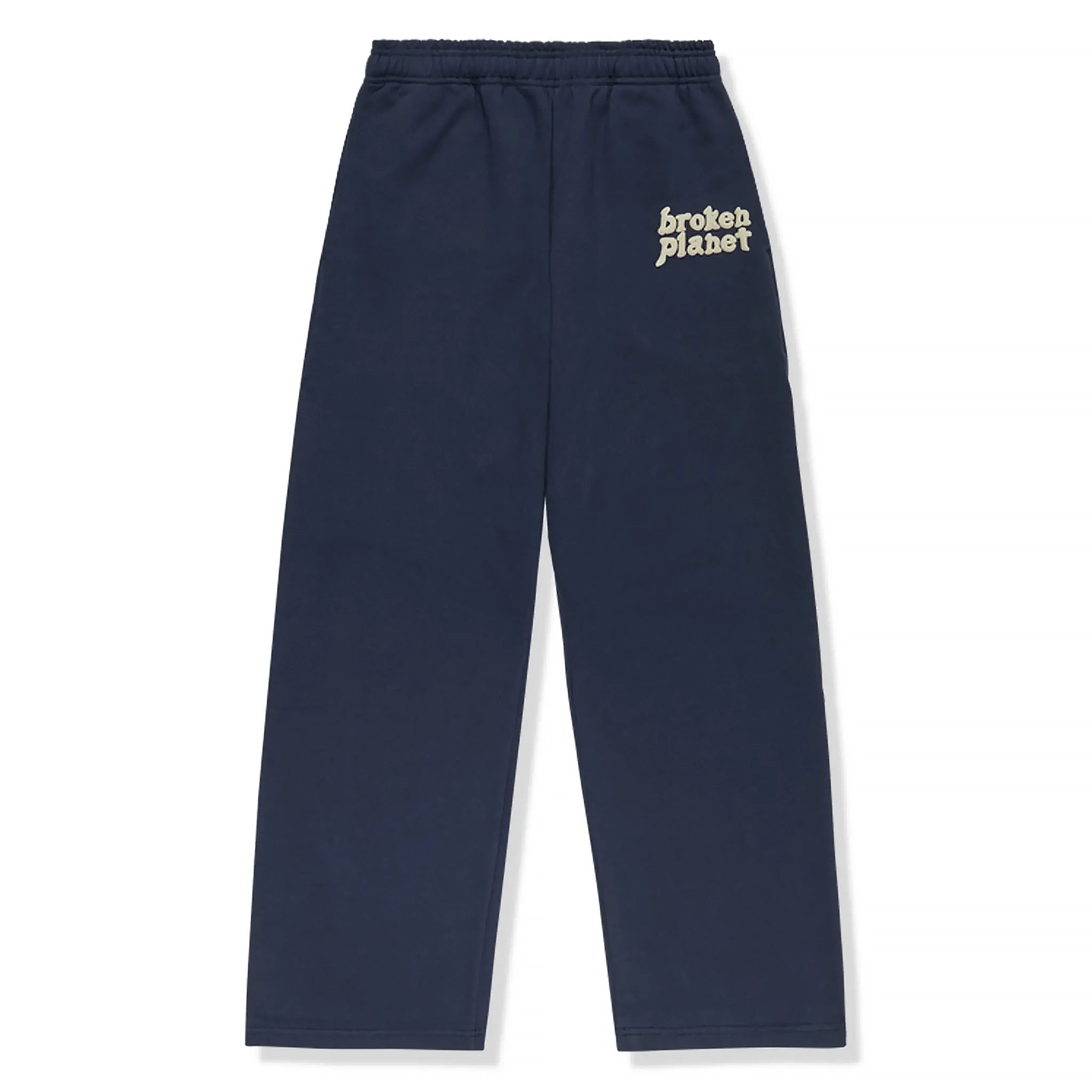 Front view of Broken Planet Basics Straight Leg Outer Space Blue Sweatpants