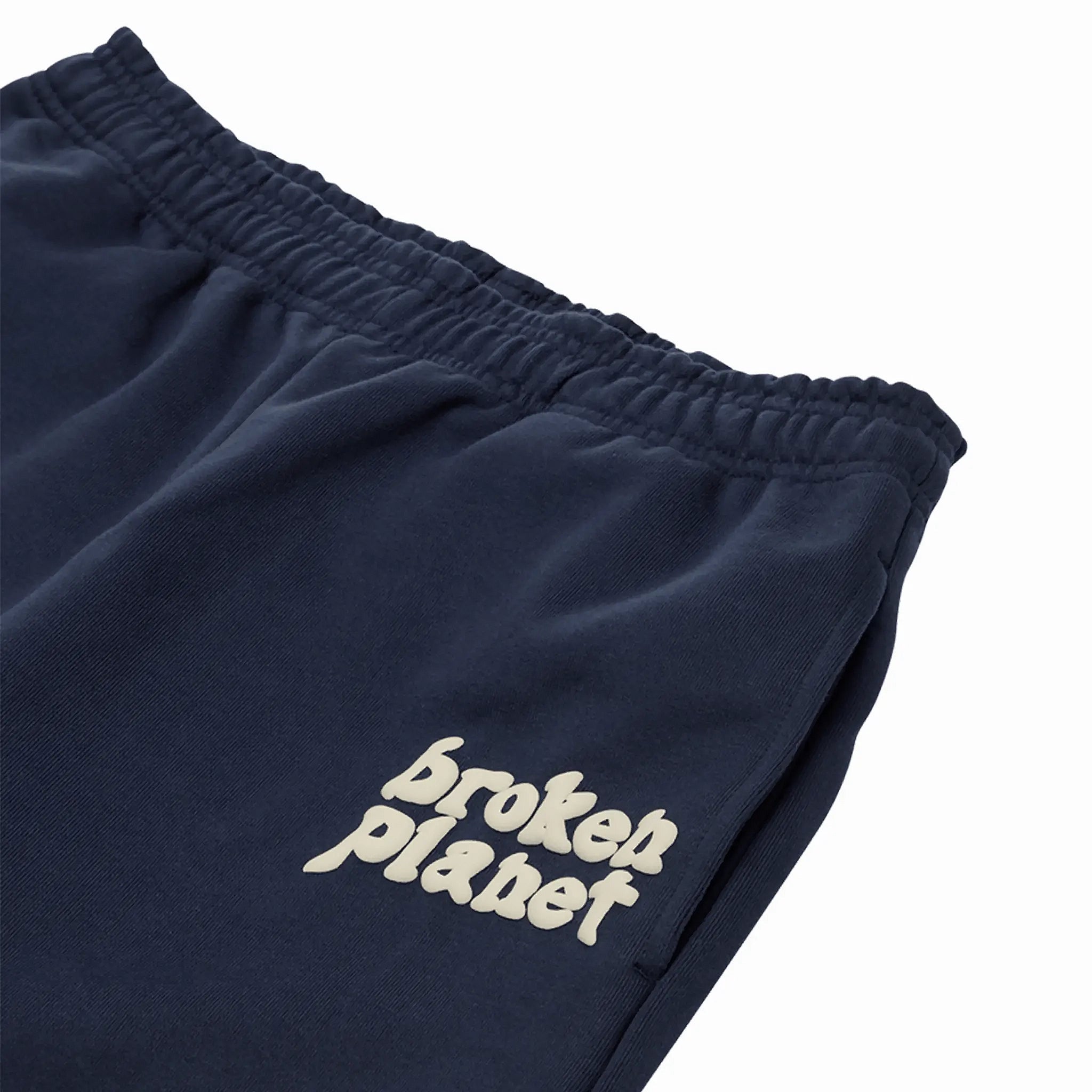 Logo view of Broken Planet Basics Straight Leg Outer Space Blue Sweatpants